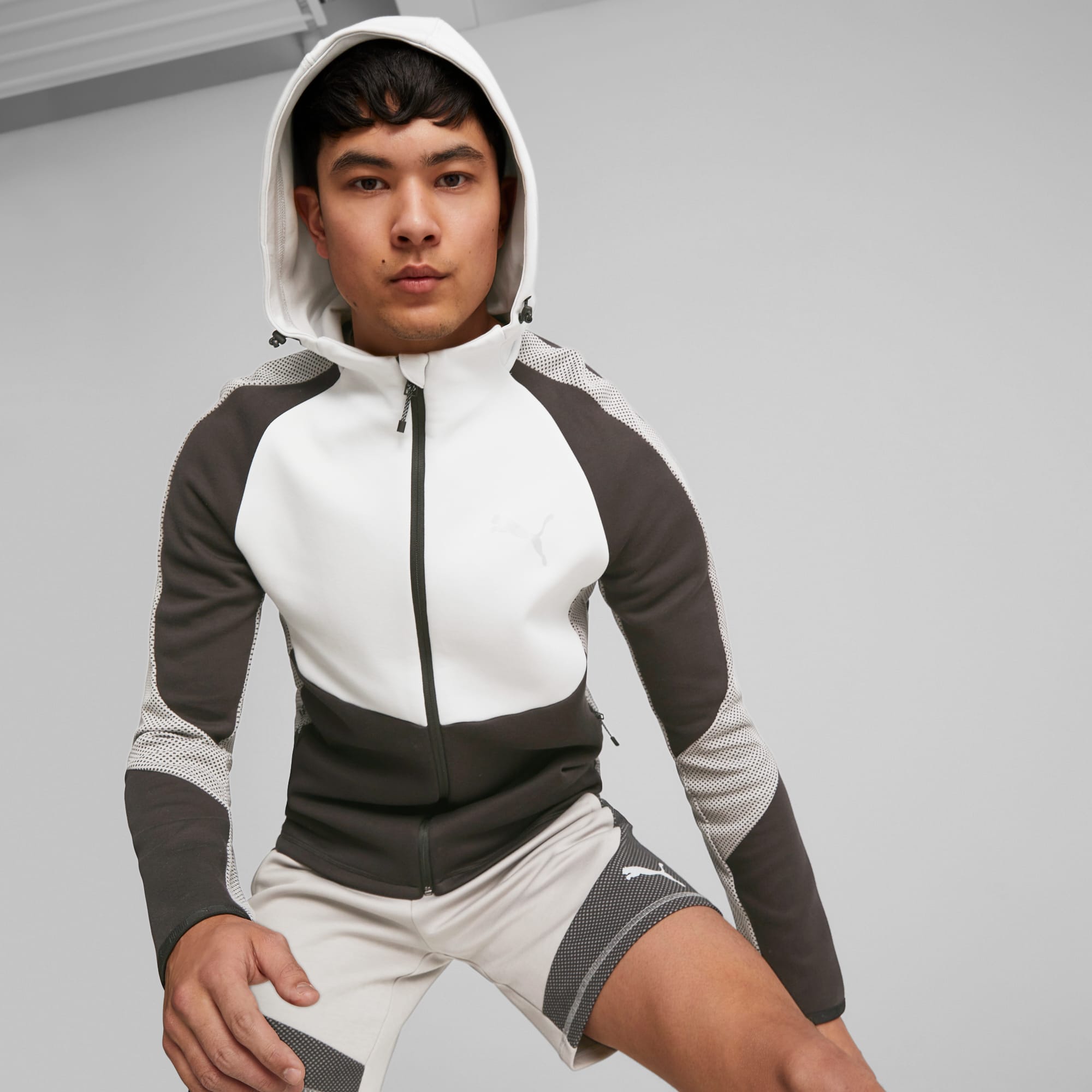 EVOSTRIPE Full Zip Men s Hoodie Men Concrete Gray PUMA SHOP ALL PUMA PUMA