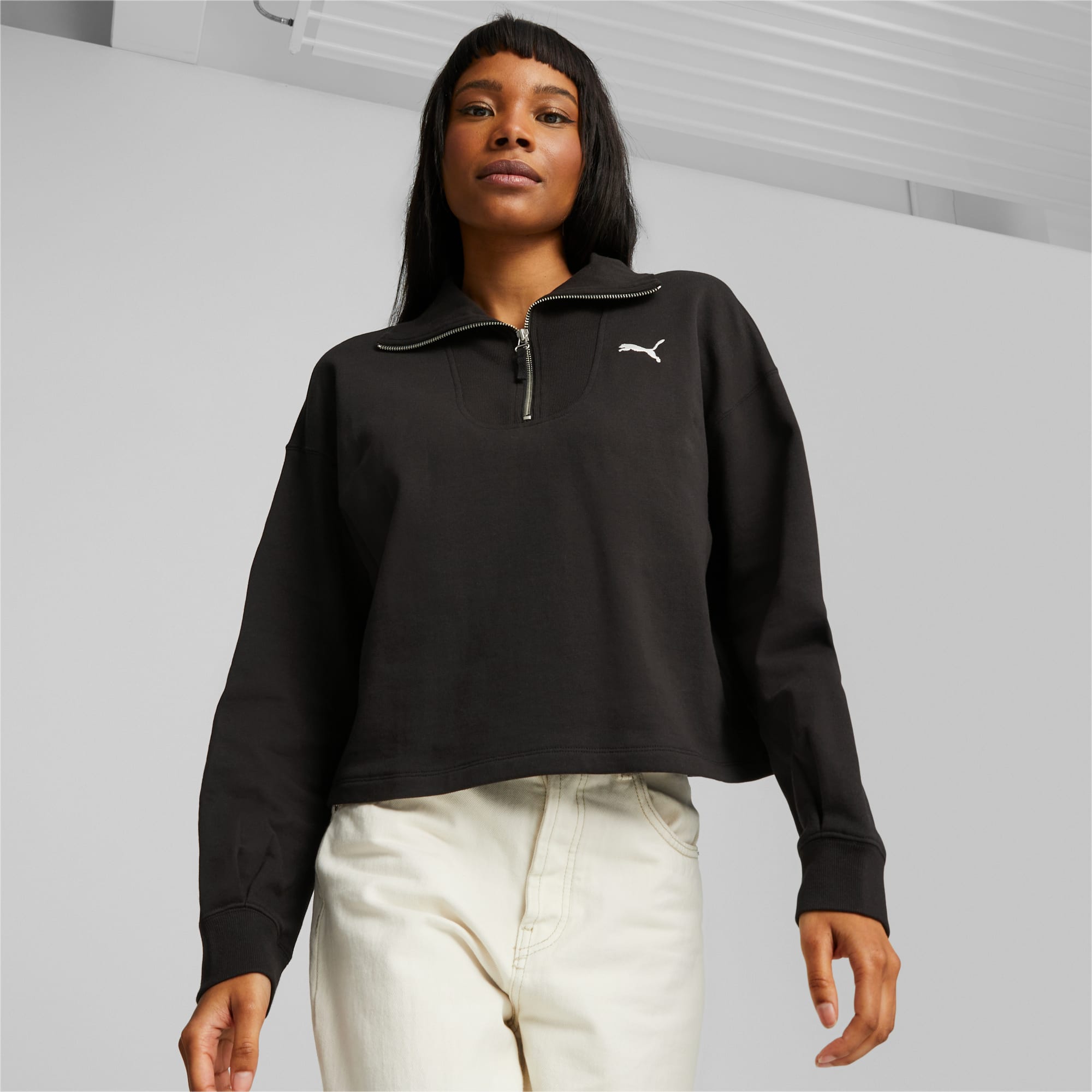 SUDADERA MICROMIBRA PUMA MEDIA CREMALLERA MUJER