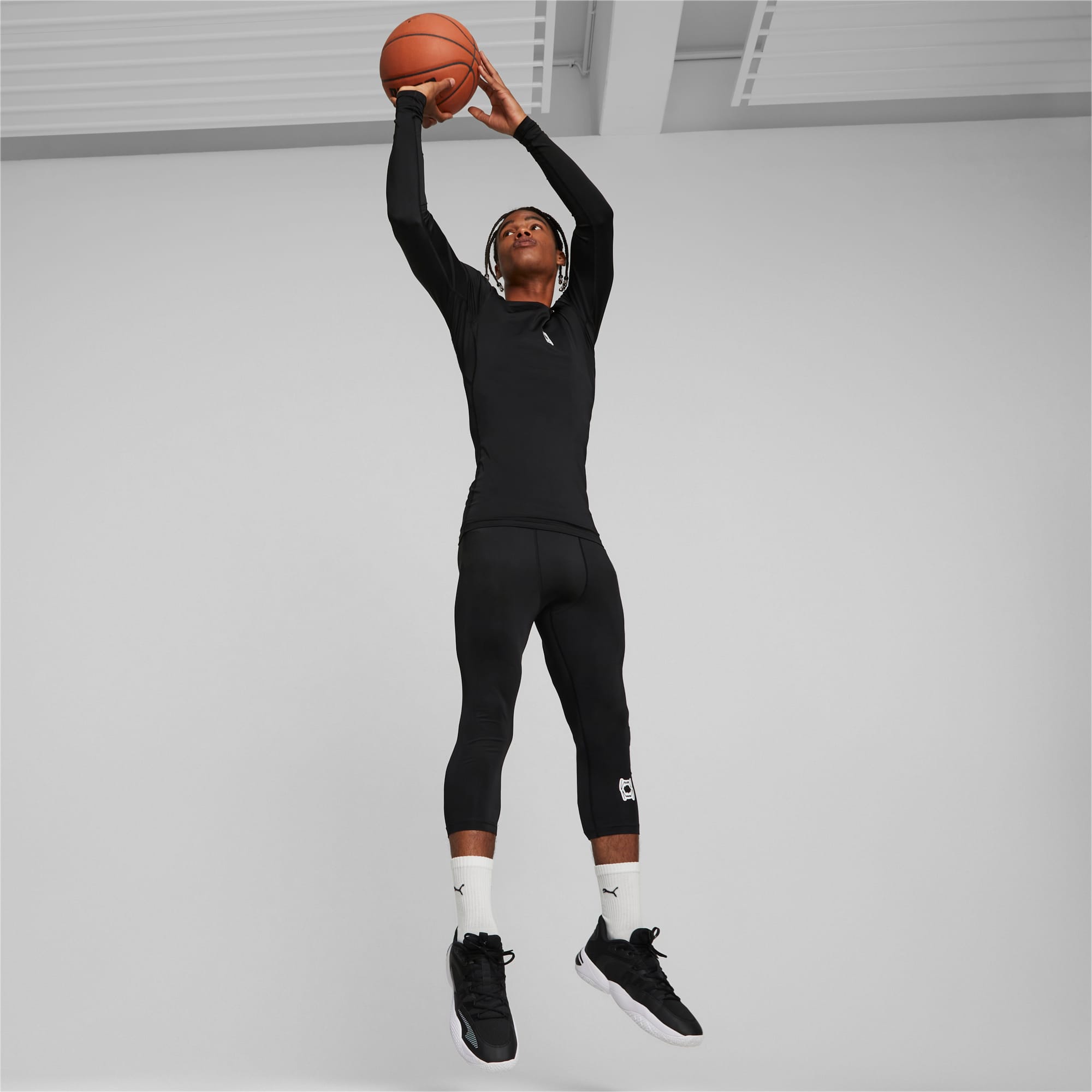 Hoops Team Long Sleeve Basketball Tee Men, PUMA Black, large