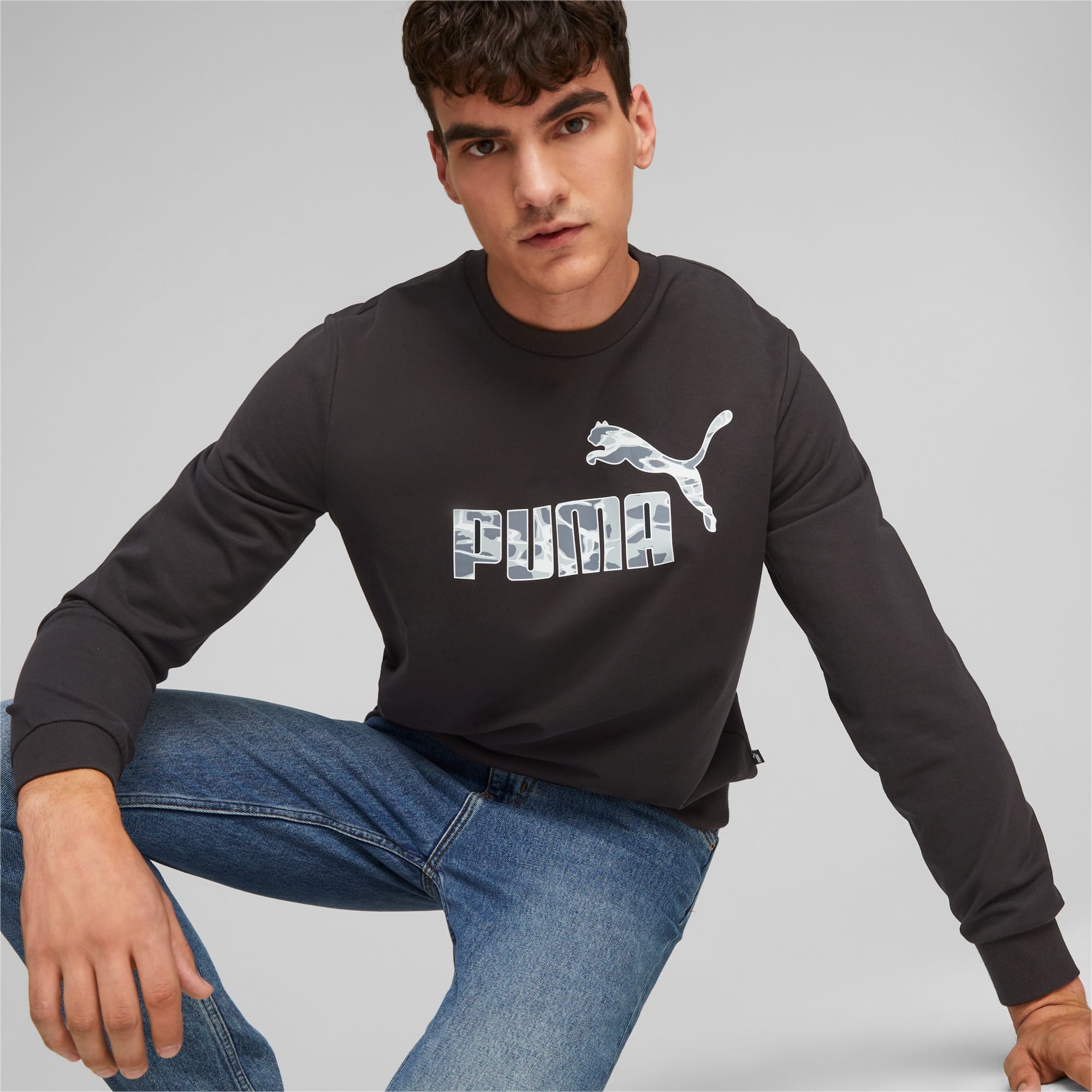 PUMA Mens Brand Love Crew Neck Sweatshirt Casual - White