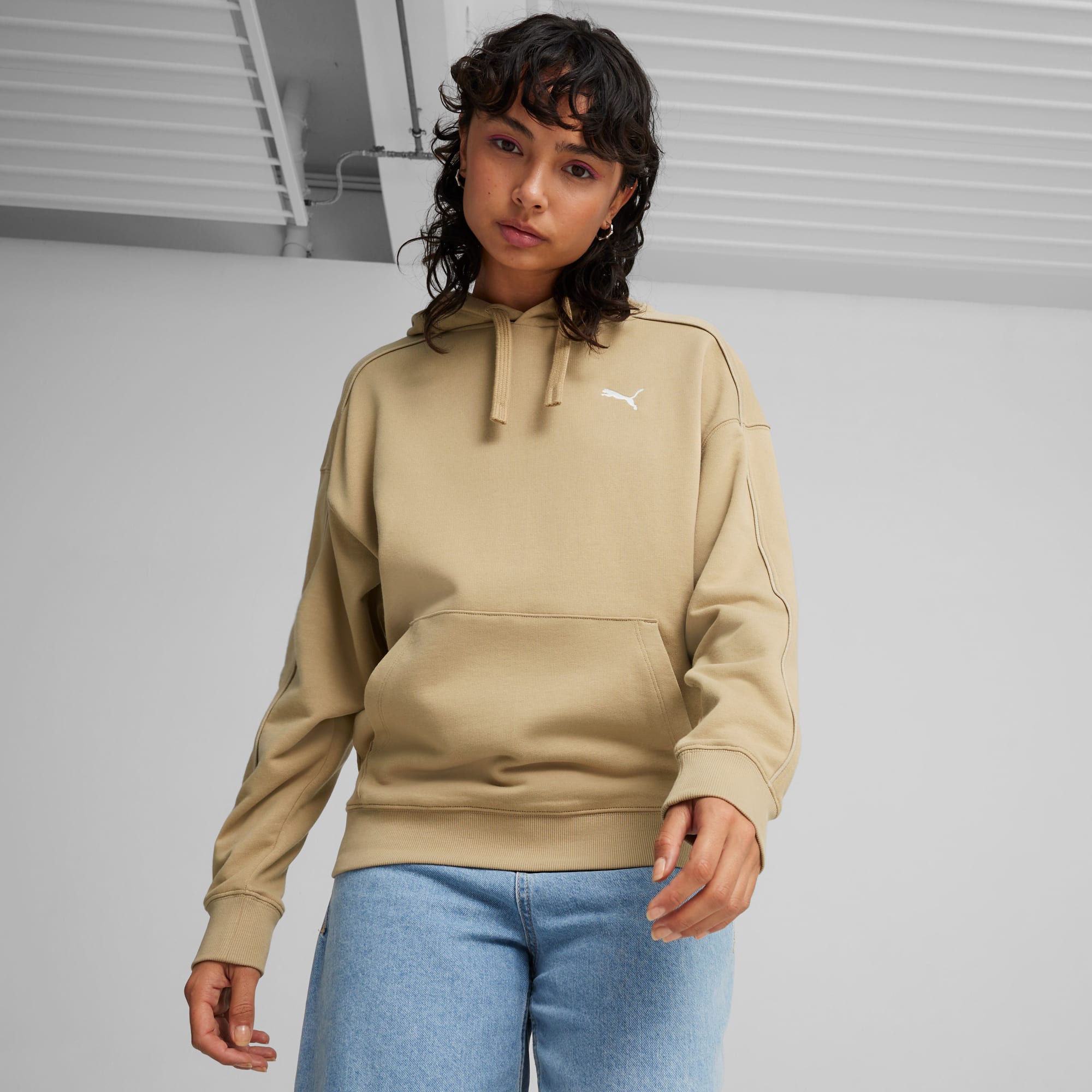 Womens tan hoodie top