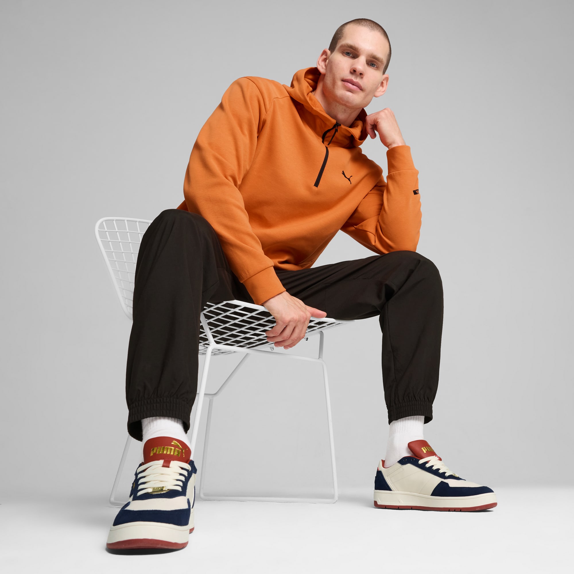 Half black half orange hoodie online