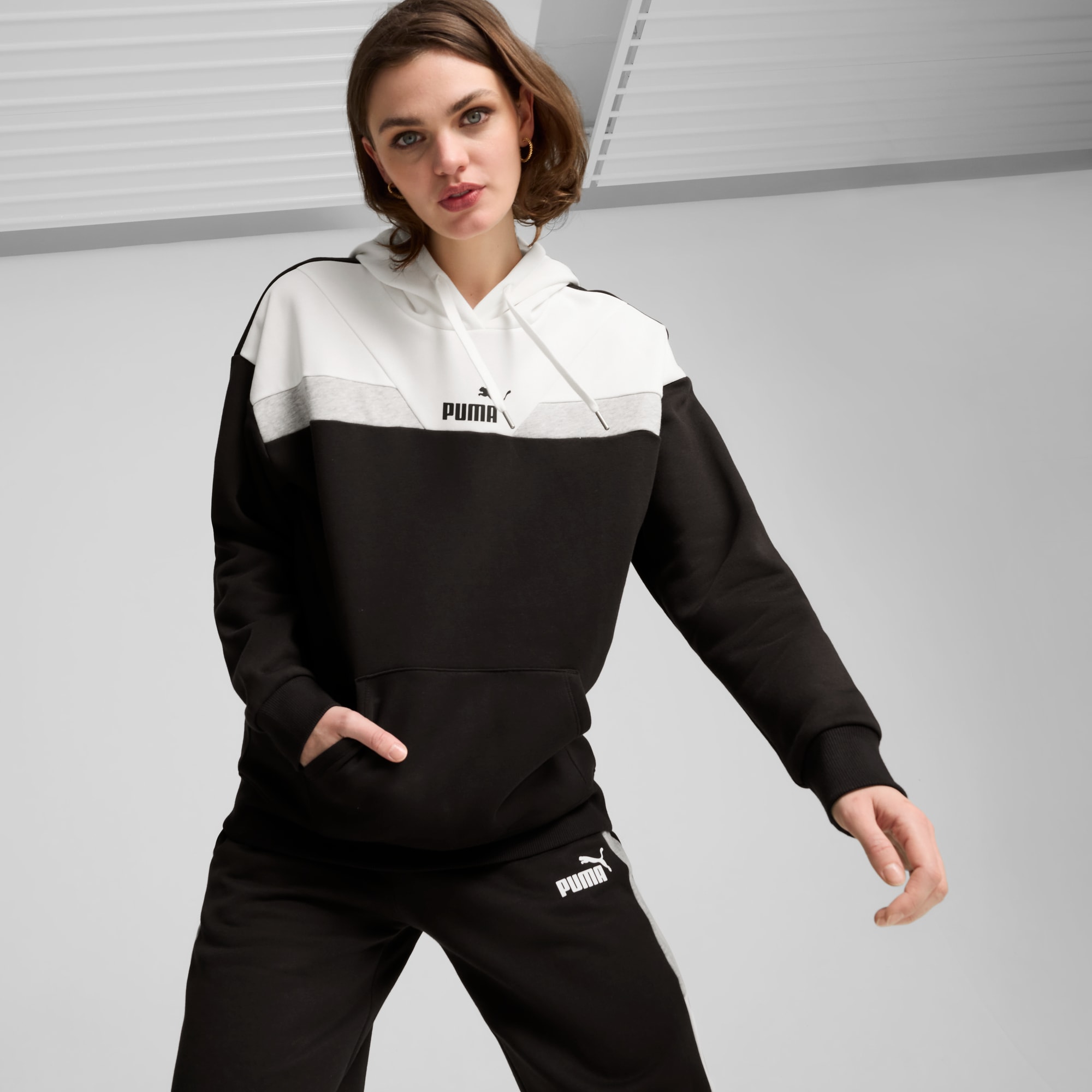 Puma black and white hoodie deals