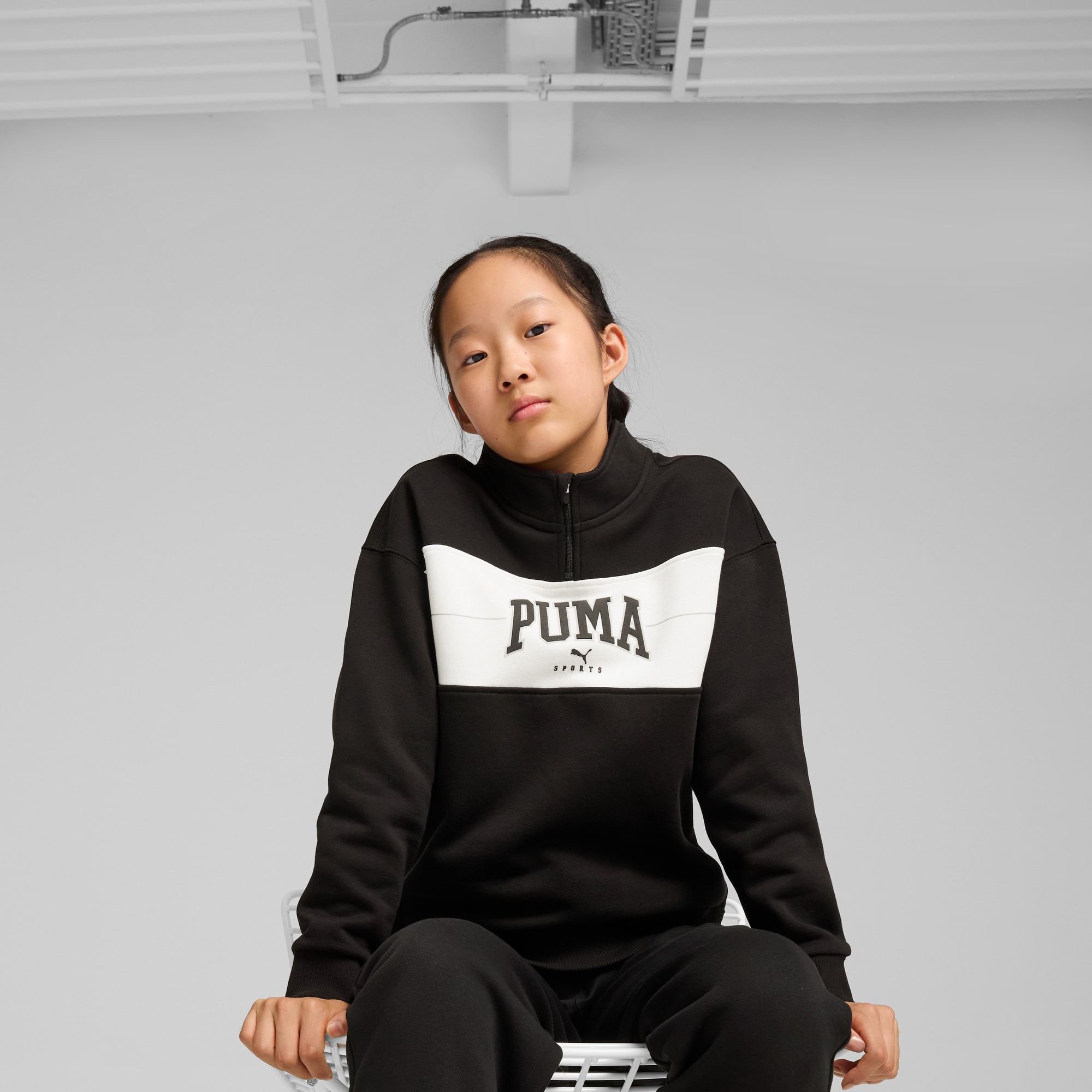 Puma Big Kids Girls Squad Half Zip Black XLarge