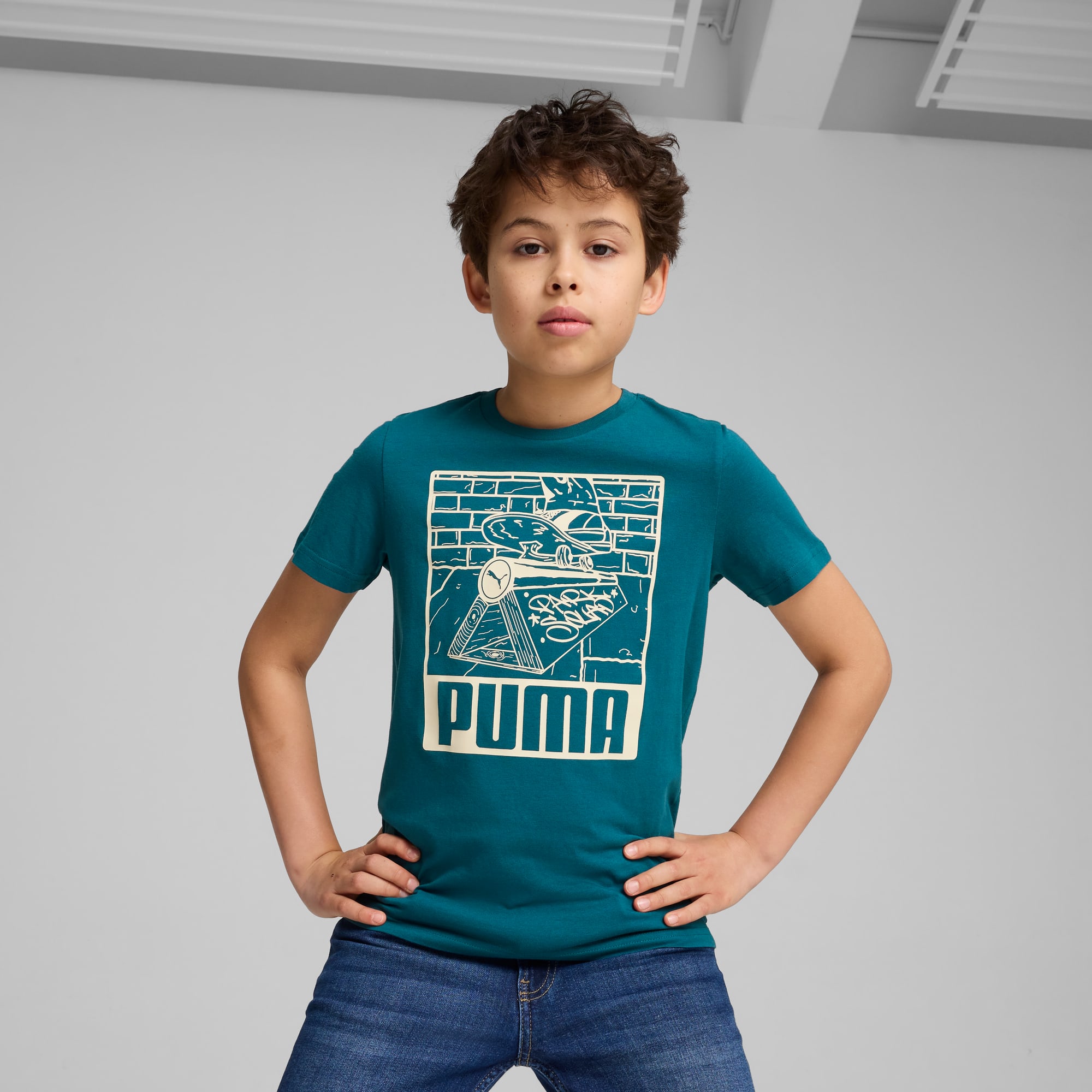 Essentials+ MID 90s Graphic Tee Youth, Cold Green, large-SEA