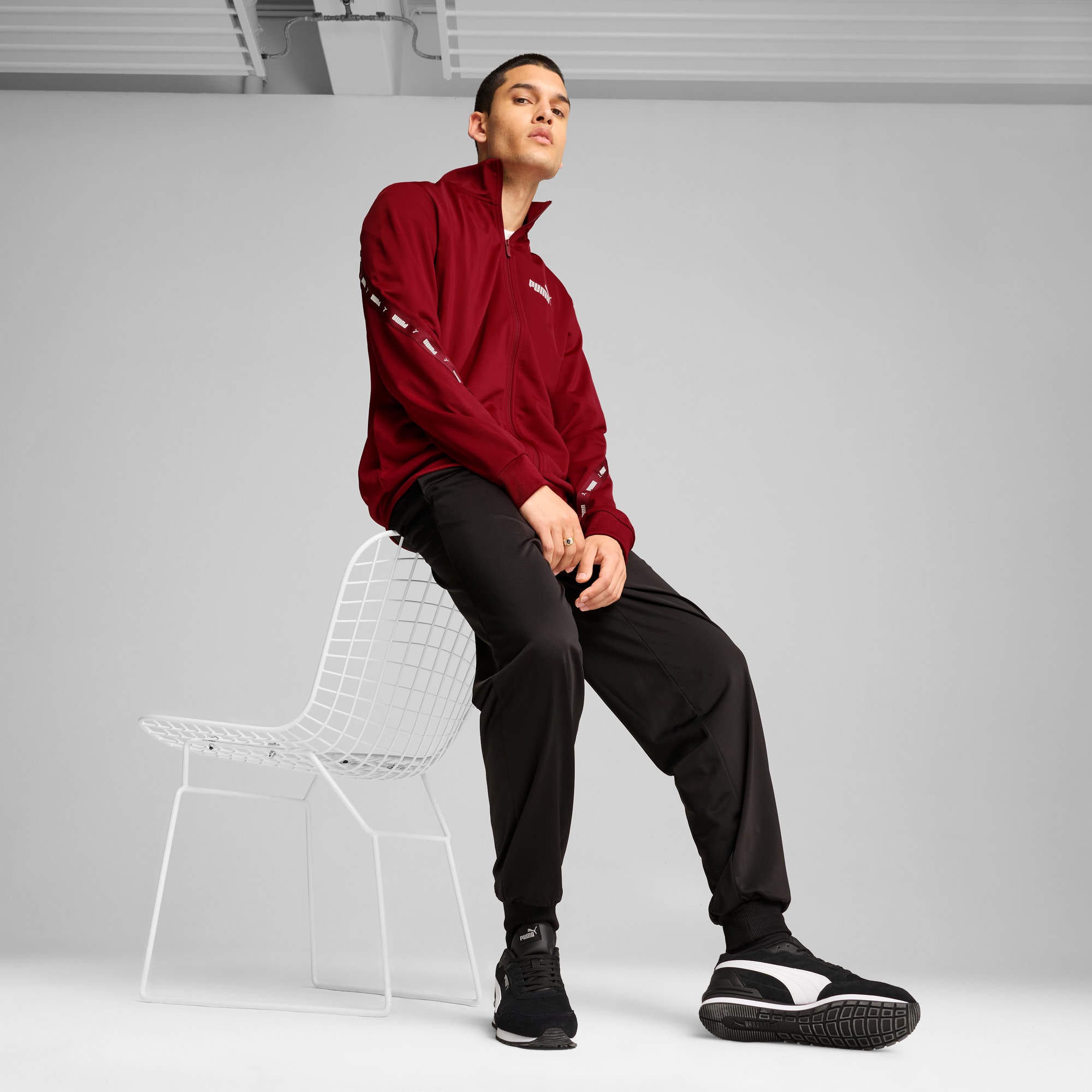 Puma burgundy tracksuit on sale