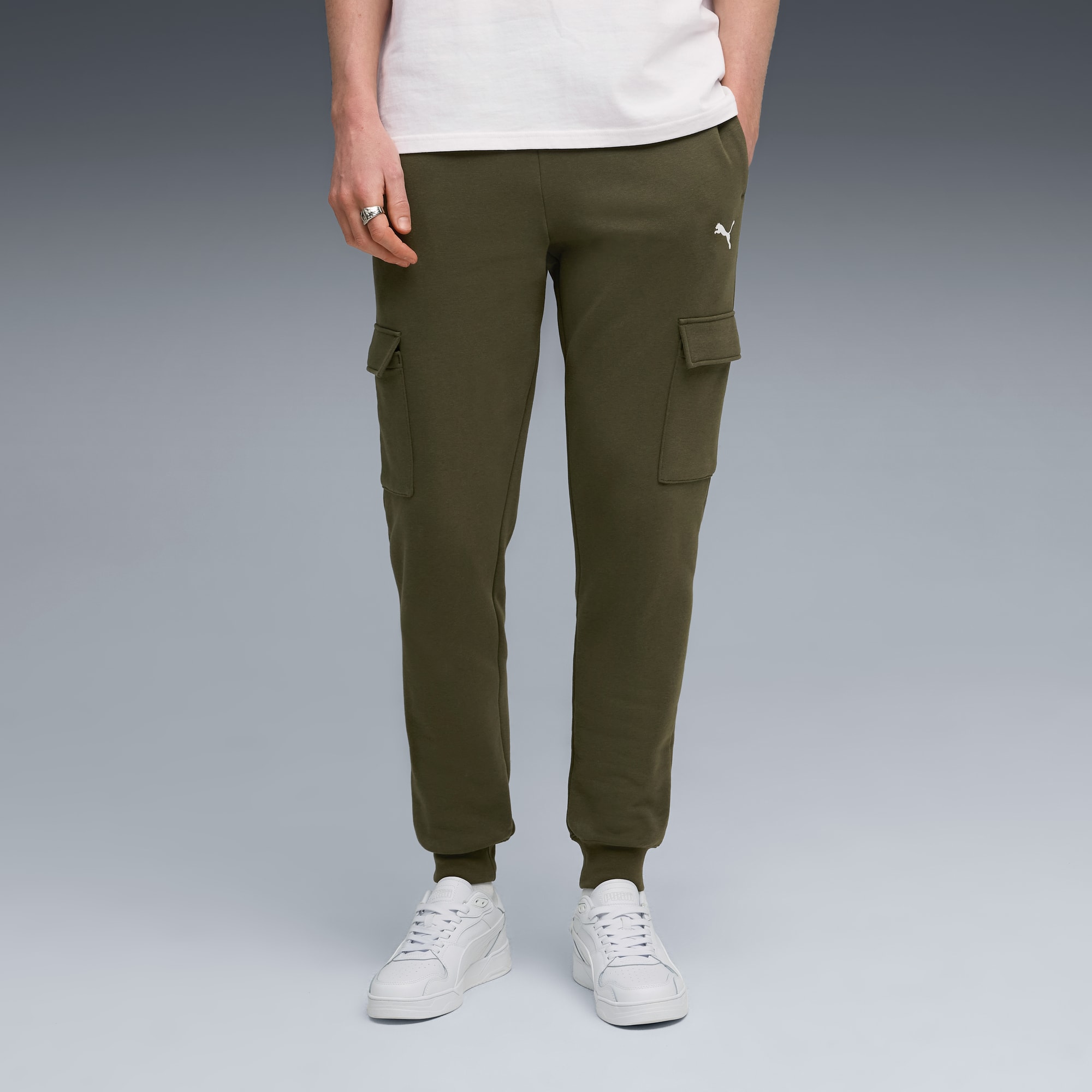 Essentials Cargo Pants Men, Dark Olive, large