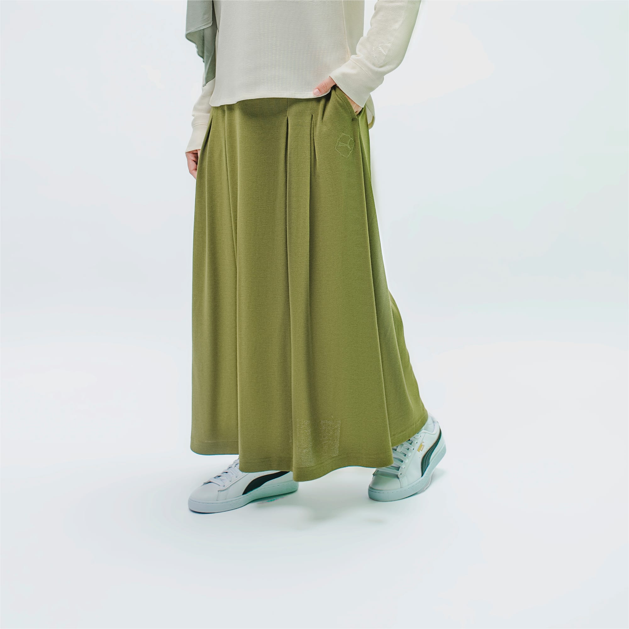 Pleated midi clearance skirt olive