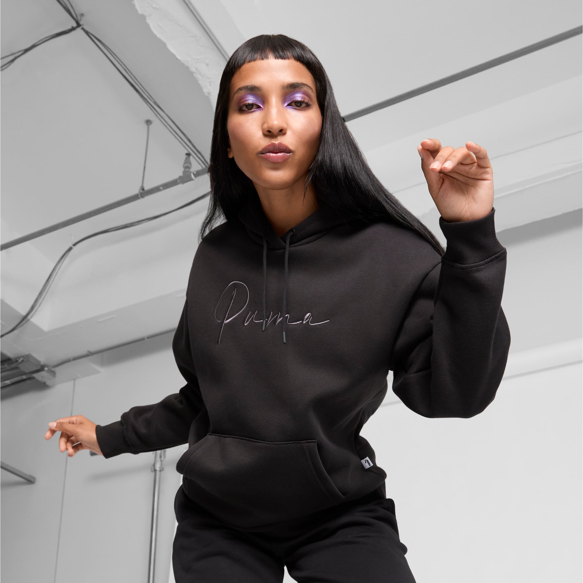 Black polo hoodie women's shop