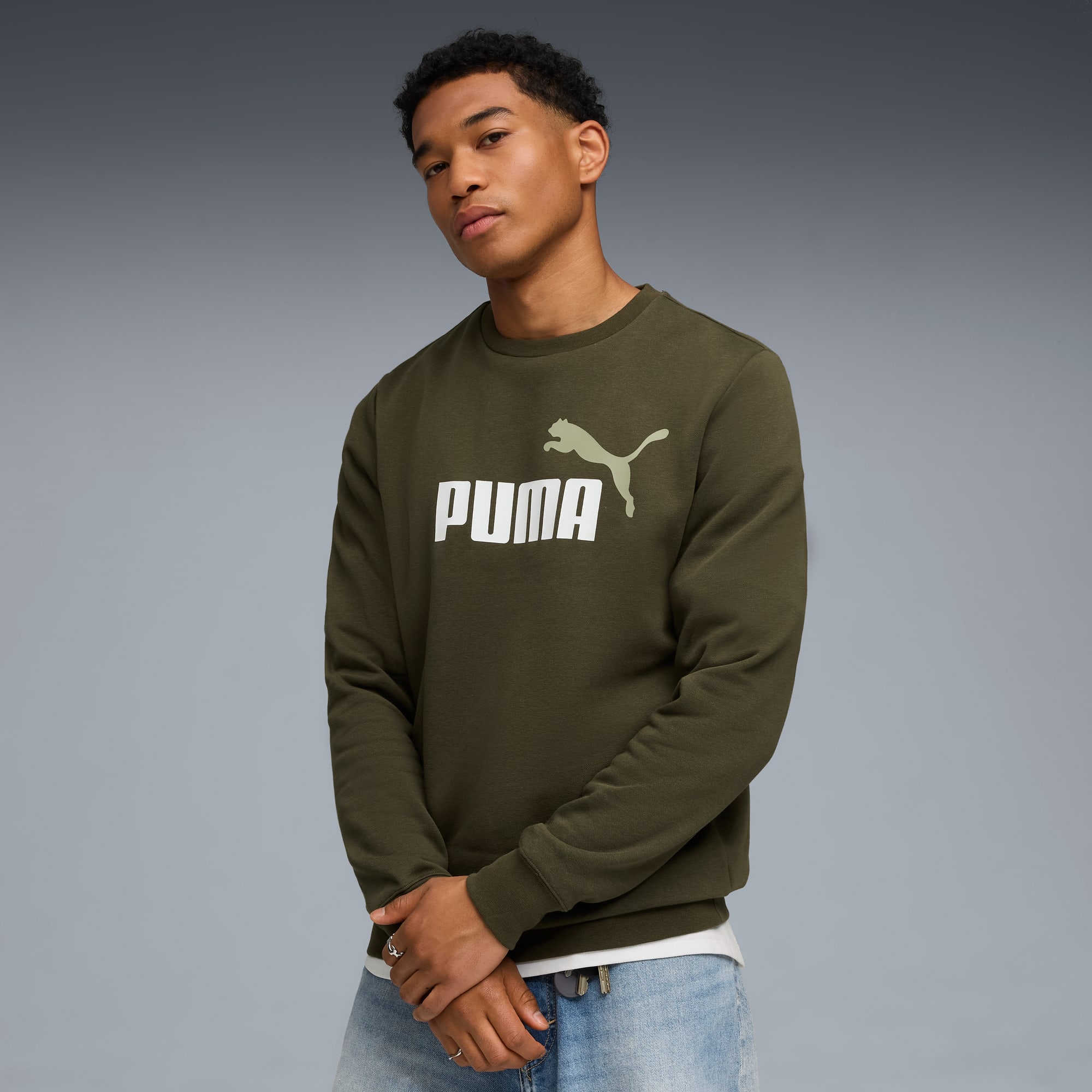 Essentials 2 Colour No. 1 Logo Fleece-Sweater Herren, Dark Olive, large