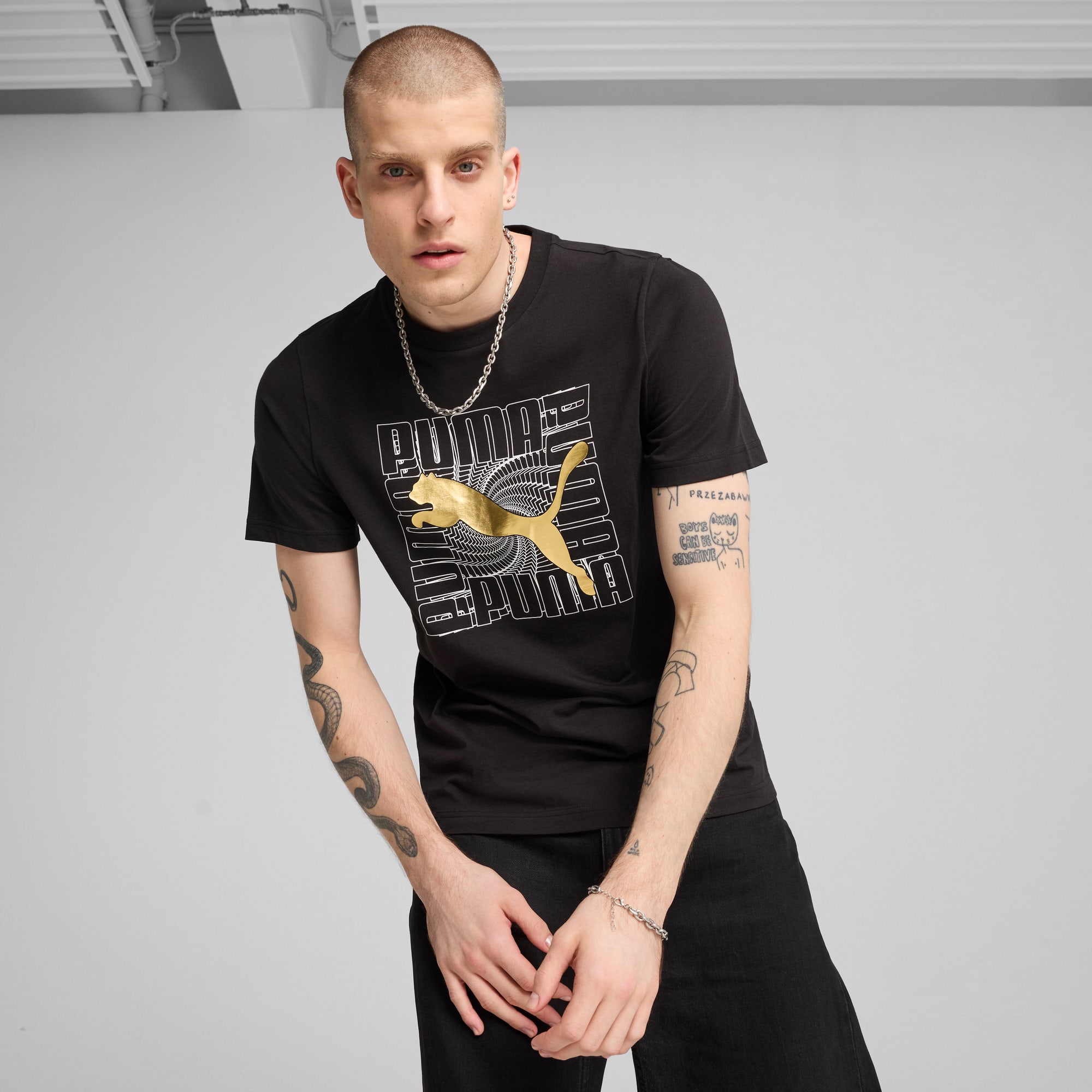 Graphics Foil Tee Men, PUMA Black, large-SEA