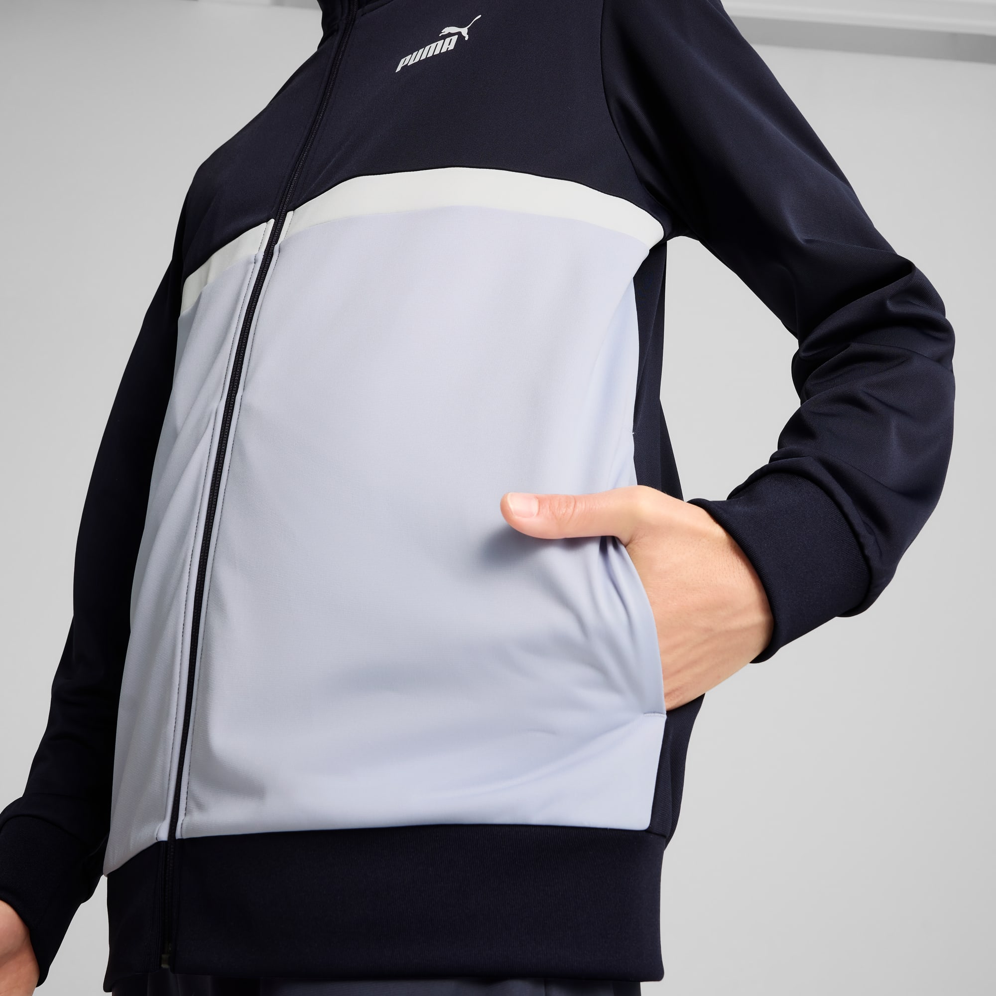 Poly Colourblock Tracksuit Men, New Navy, large