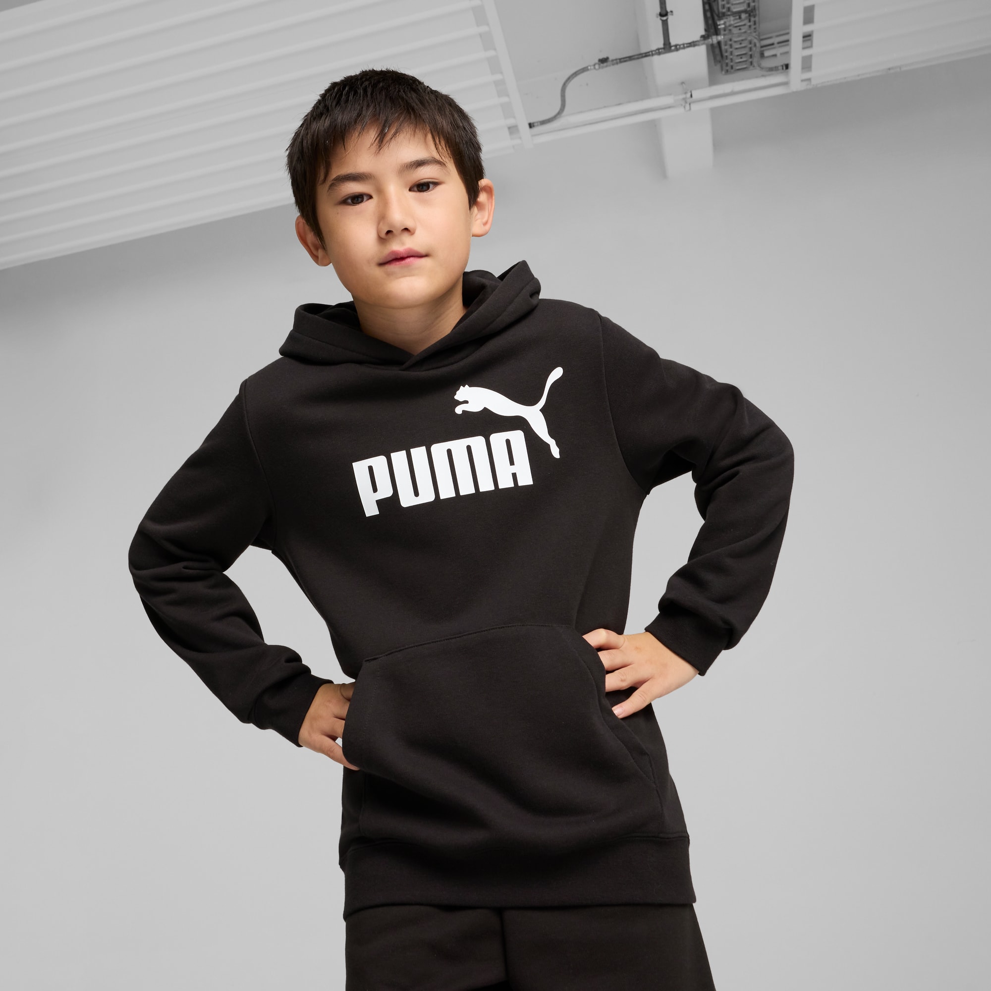 Felpa con cappuccio e logo ESS N. 1 per ragazzi, PUMA Black, large