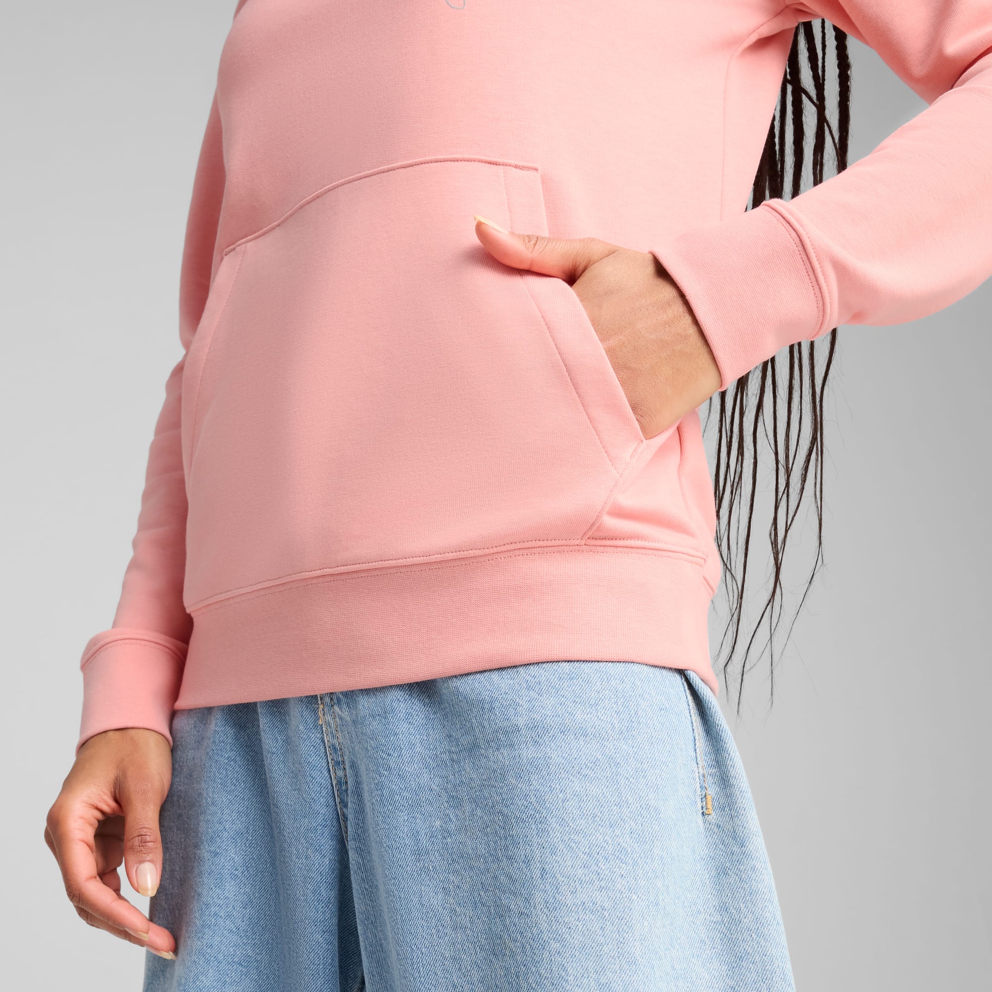 ESS METALLIC Hoodie Women, Pink Fruit-Metallic silver, large