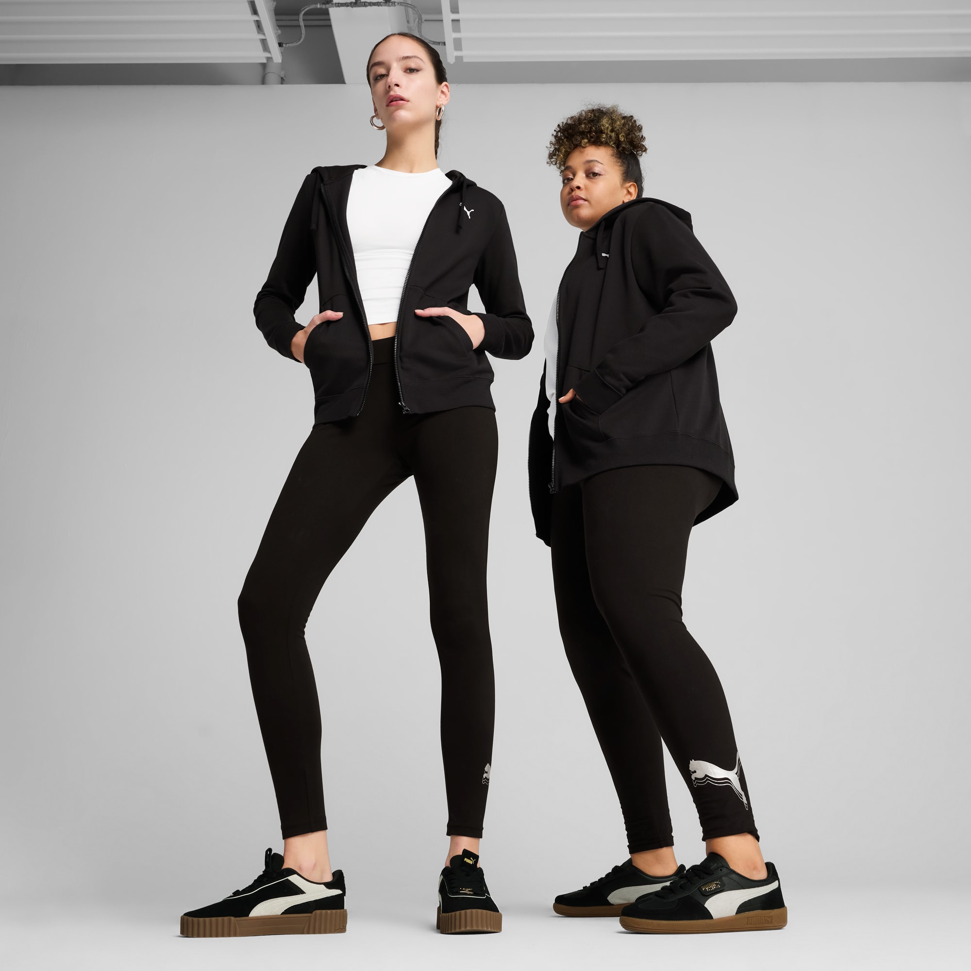 ESS METALLIC Leggings Women, PUMA Black-Metallic Silver, large