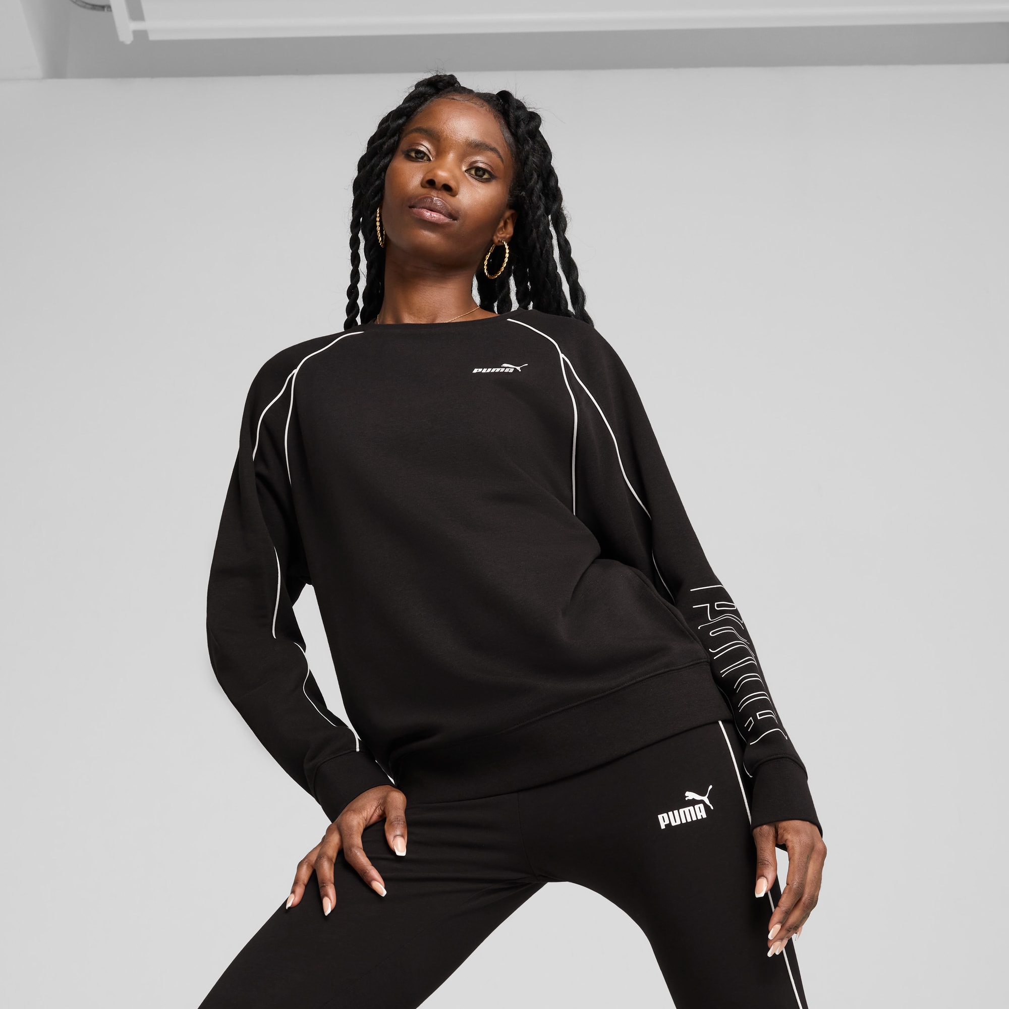 Sudadera holgada PUMA SPORT para mujer, PUMA Black, large