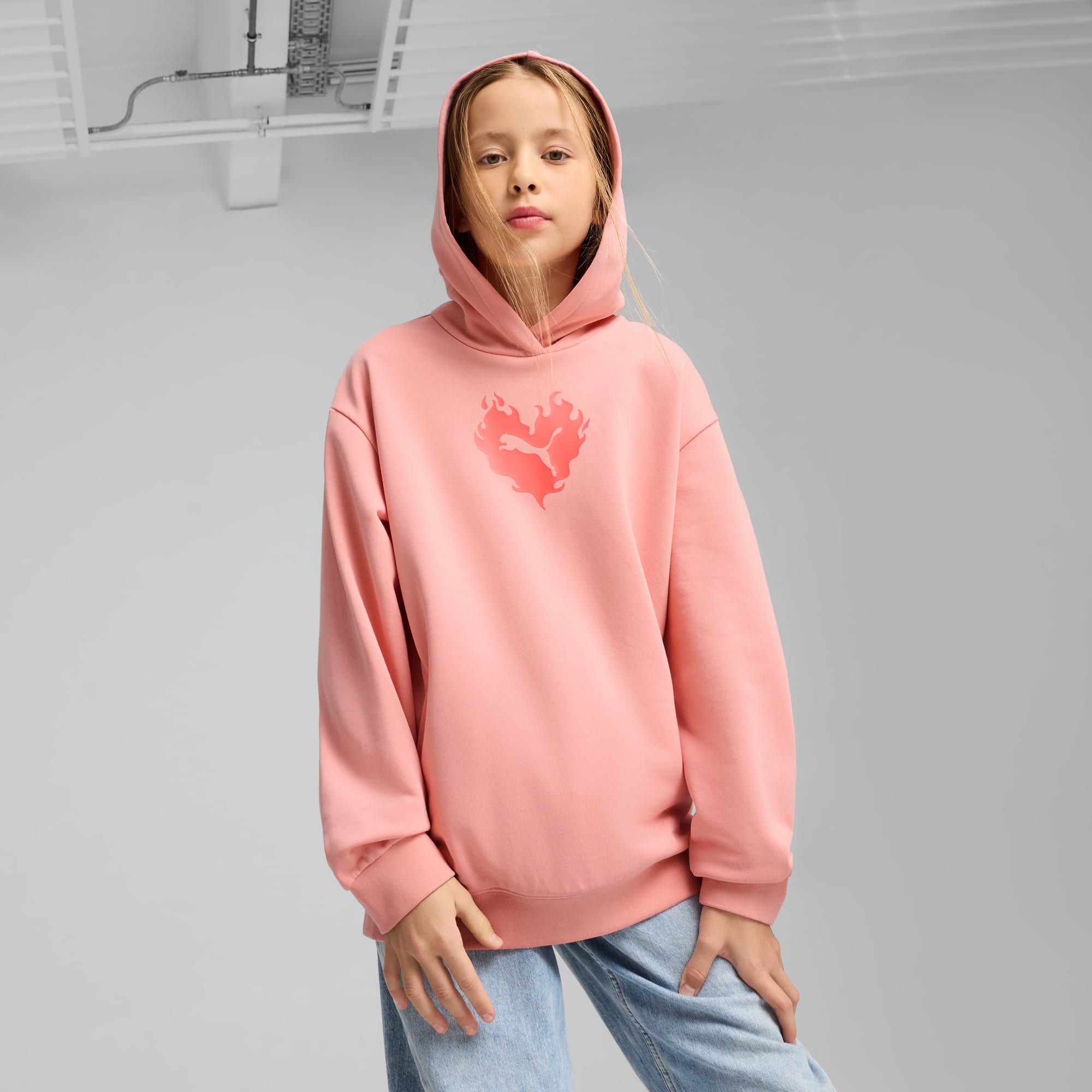 Flaming Love Hoodie Youth, Pink Fruit, large