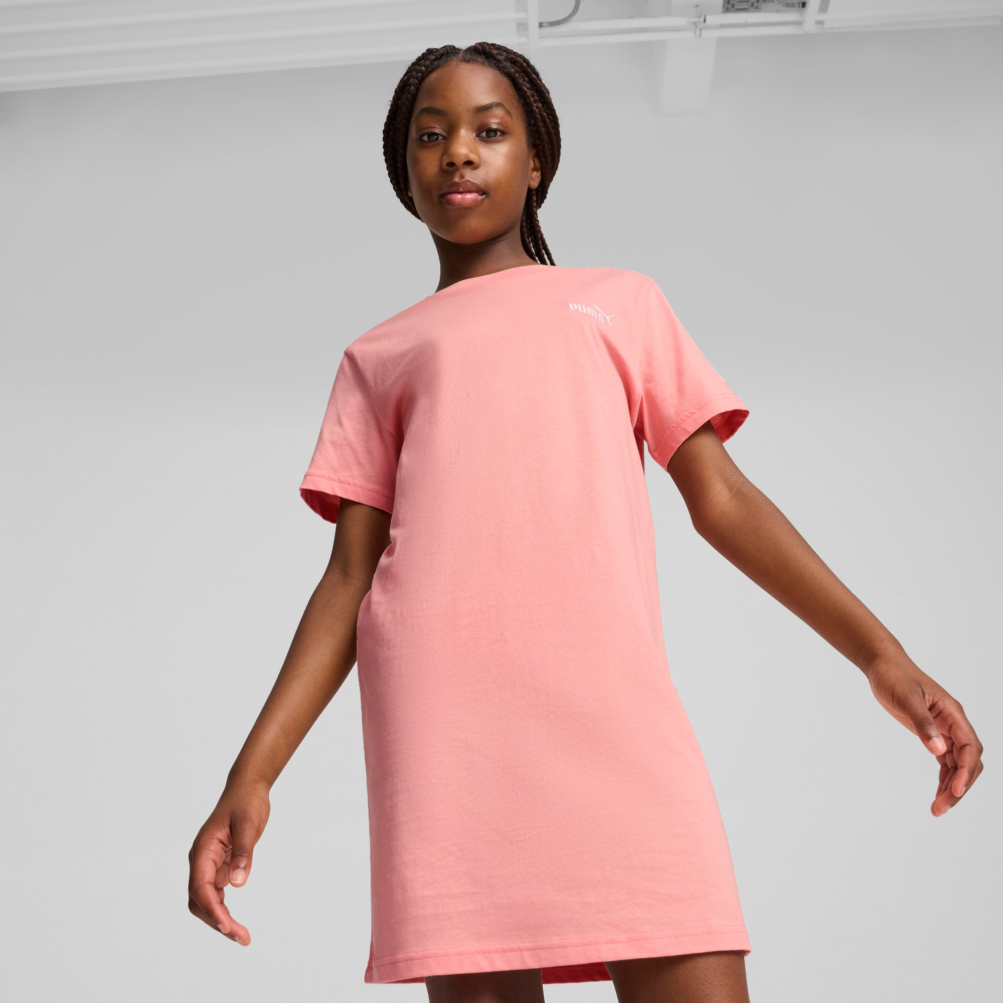 Essentials Small No. 1 Logo Short Sleeve Dress Youth, Pink Fruit, large
