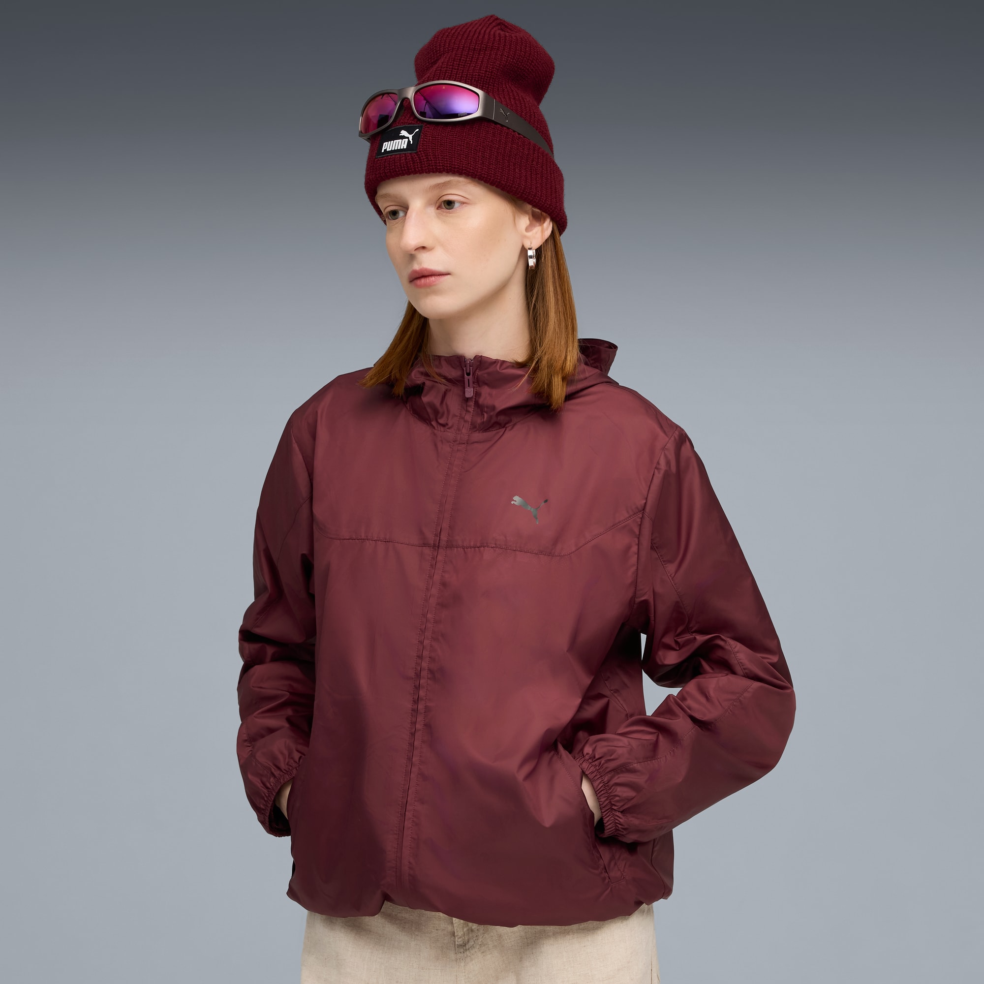 Essentials Regular Windbreaker Women, Ruby Shimmer, large