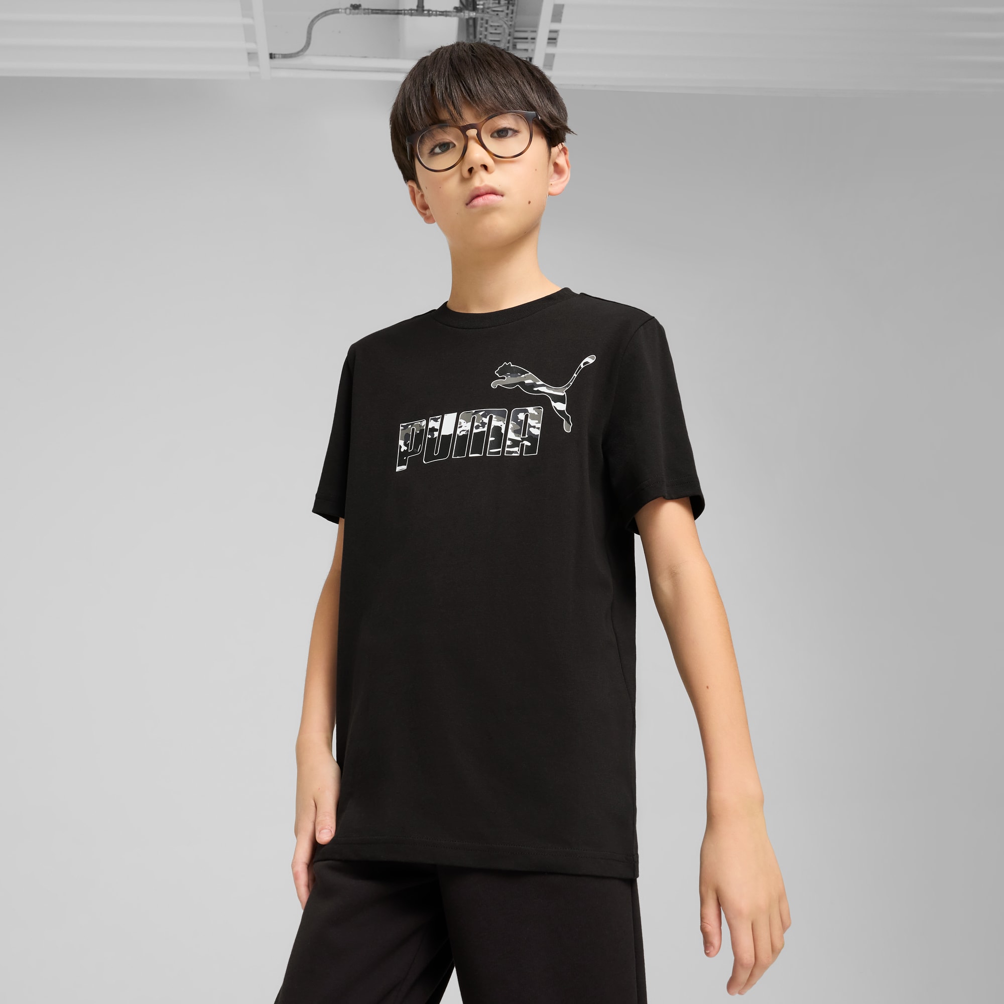 T-Shirt à motif camouflage Essentials Enfant et Adolescent, PUMA Black, large