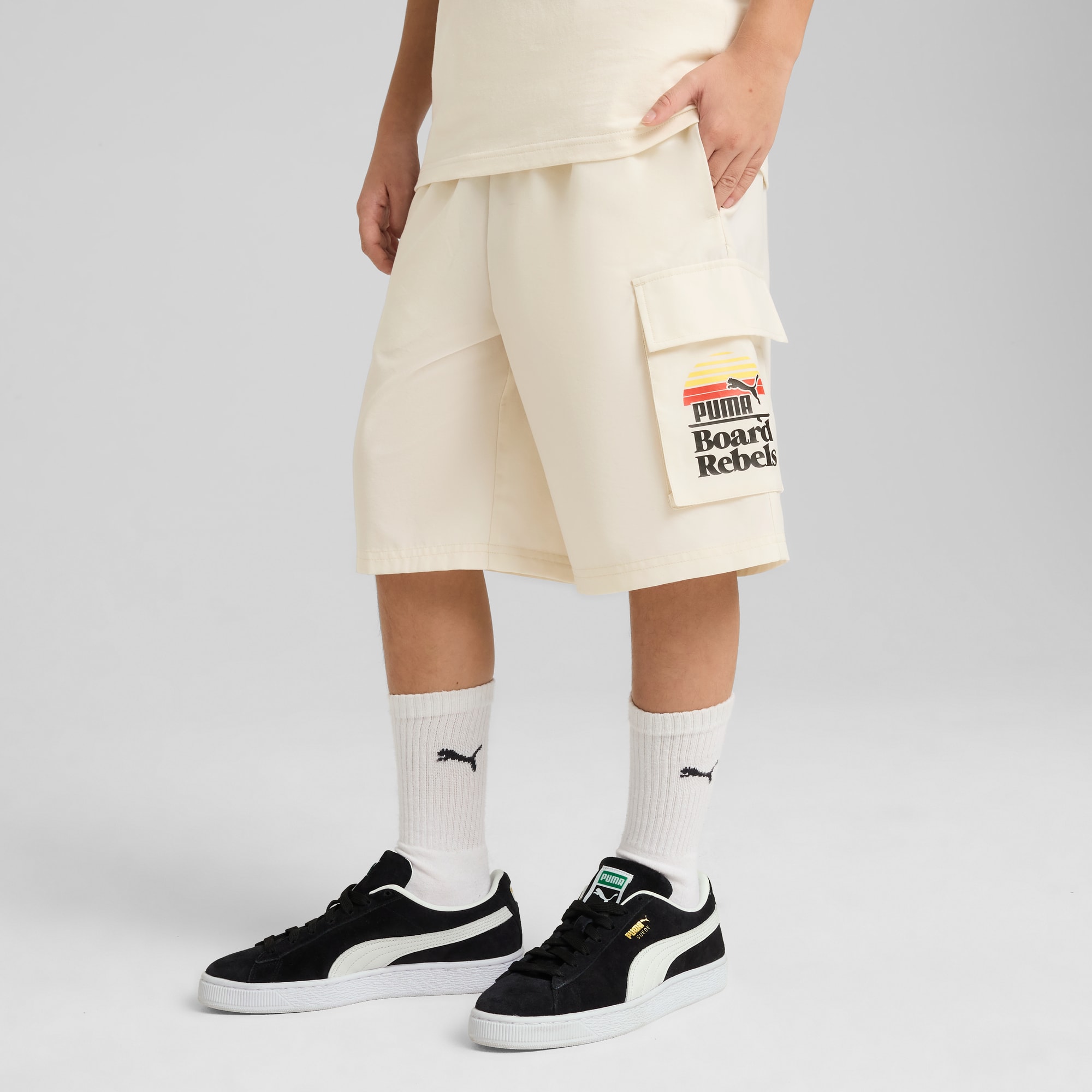 Mid 90s Cargo Chino Shorts Youth | Alpine Snow | PUMA Shop