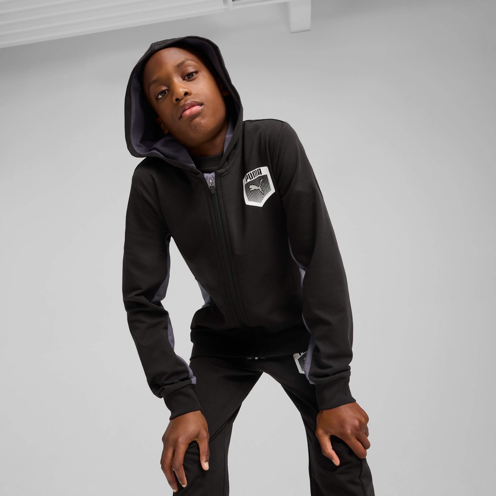 Swea à capuche zippé avec motif Active Sports Enfant et Adolescent, PUMA Black, large