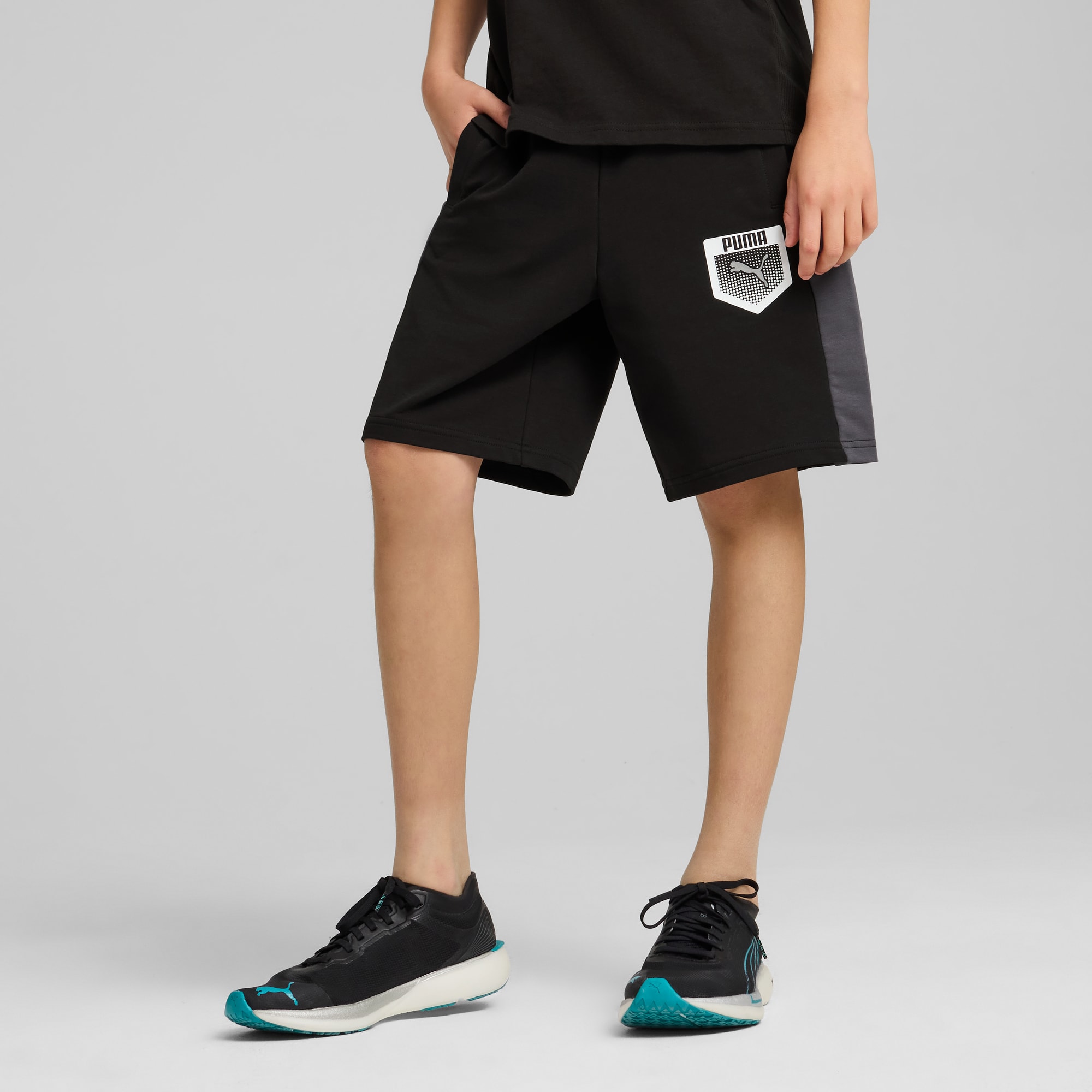 Active Sports Graphic Sweat Shorts Youth, PUMA Black, large