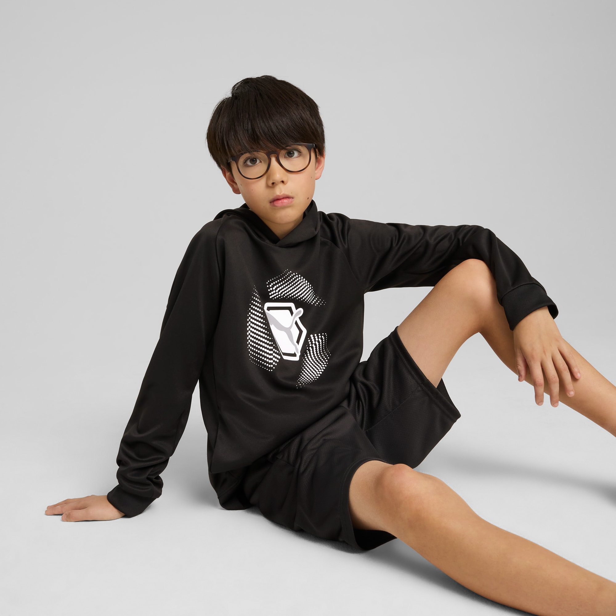 Active Sports Graphic Poly Hoodie Youth, PUMA Black, large