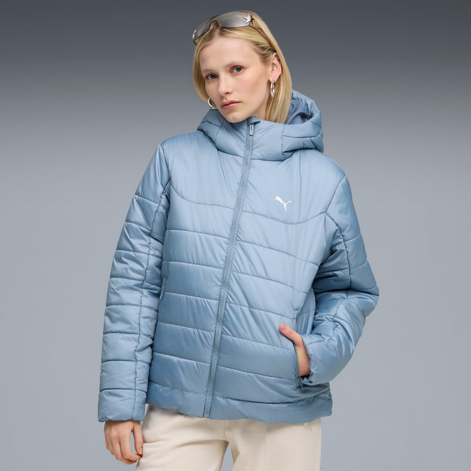 Doudoune à capuche Essentials Femme, Cool Blue, large