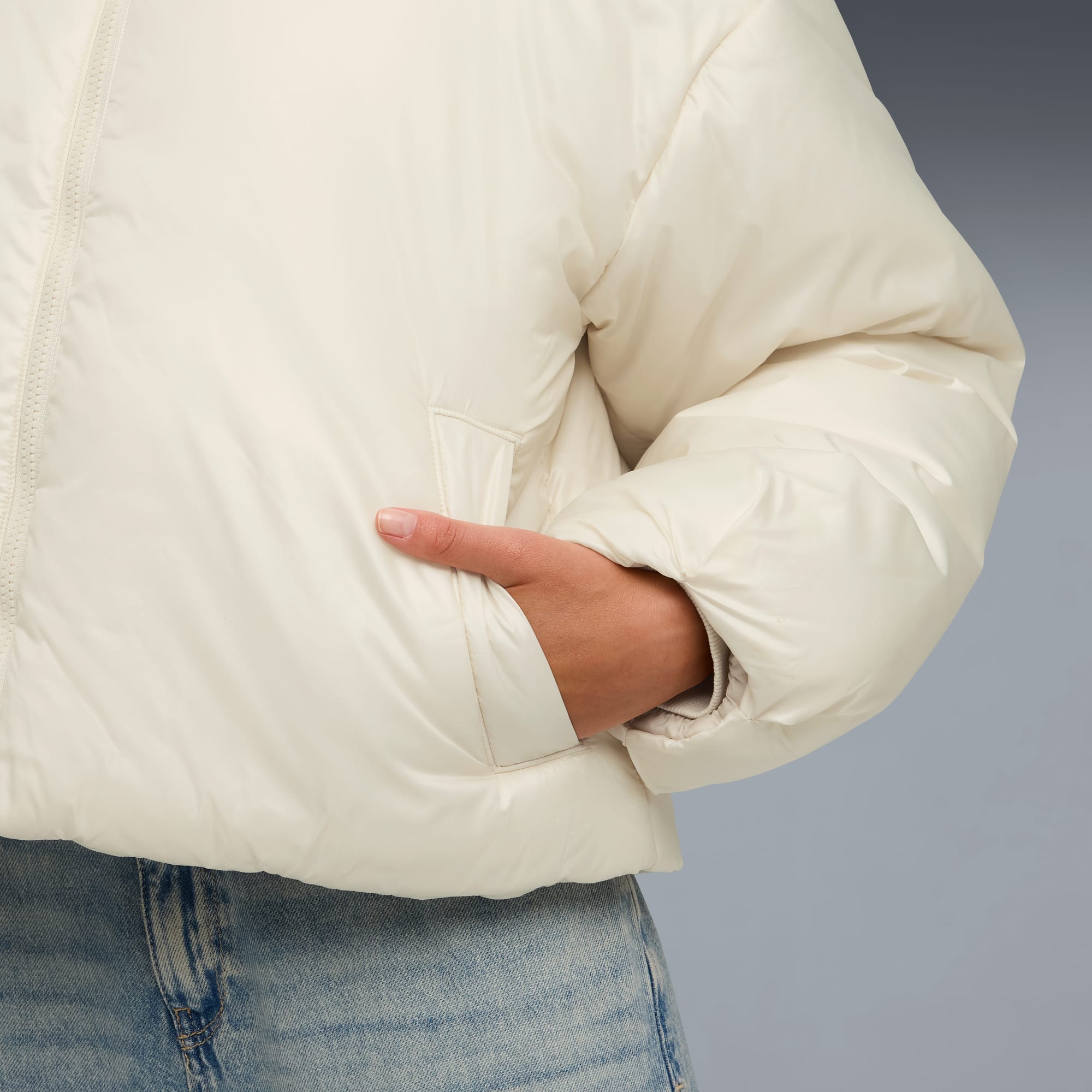 Wardrobe Essentials Shiny Padded Jacket Women, Alpine Snow, large