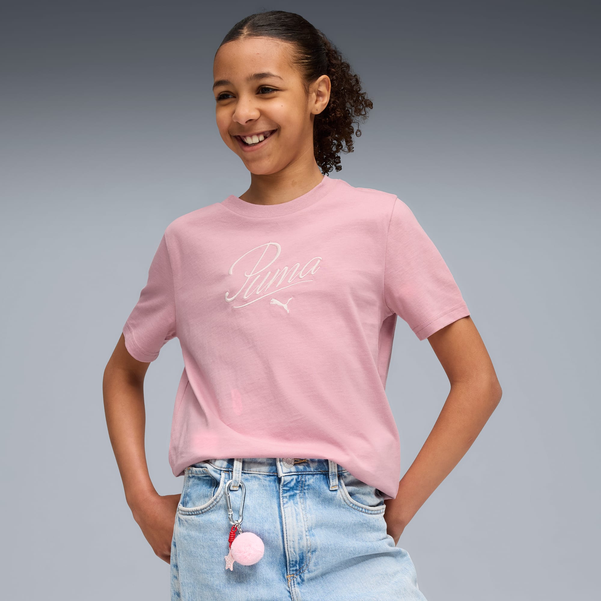 Essentials Script T-Shirt Teenager, Poised Pink, large