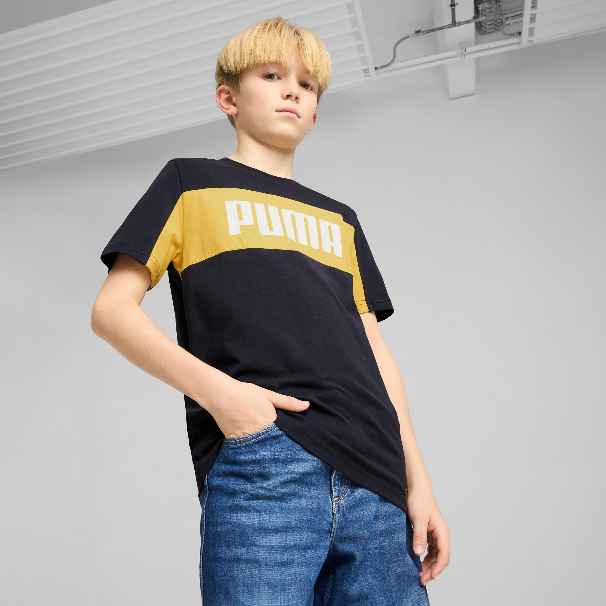 T-shirt Essentials Block Enfant et Adolescent, New Navy, large