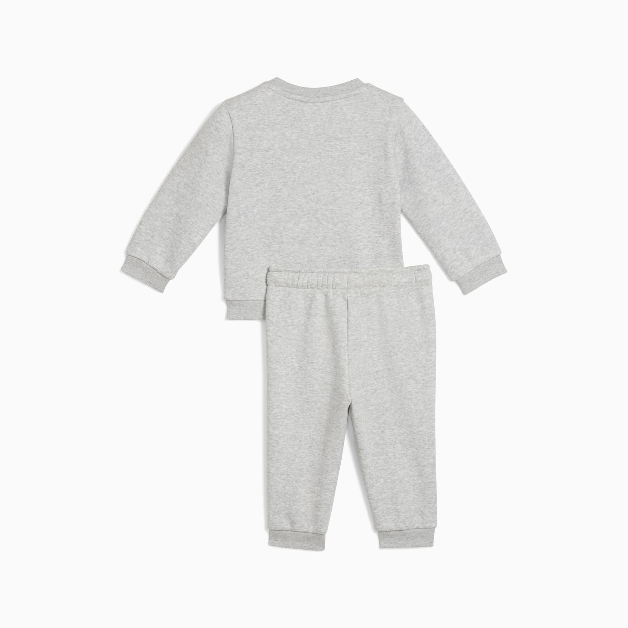 Survêtement PUMA gris pour enfant, manches longues et taille élastiquée.