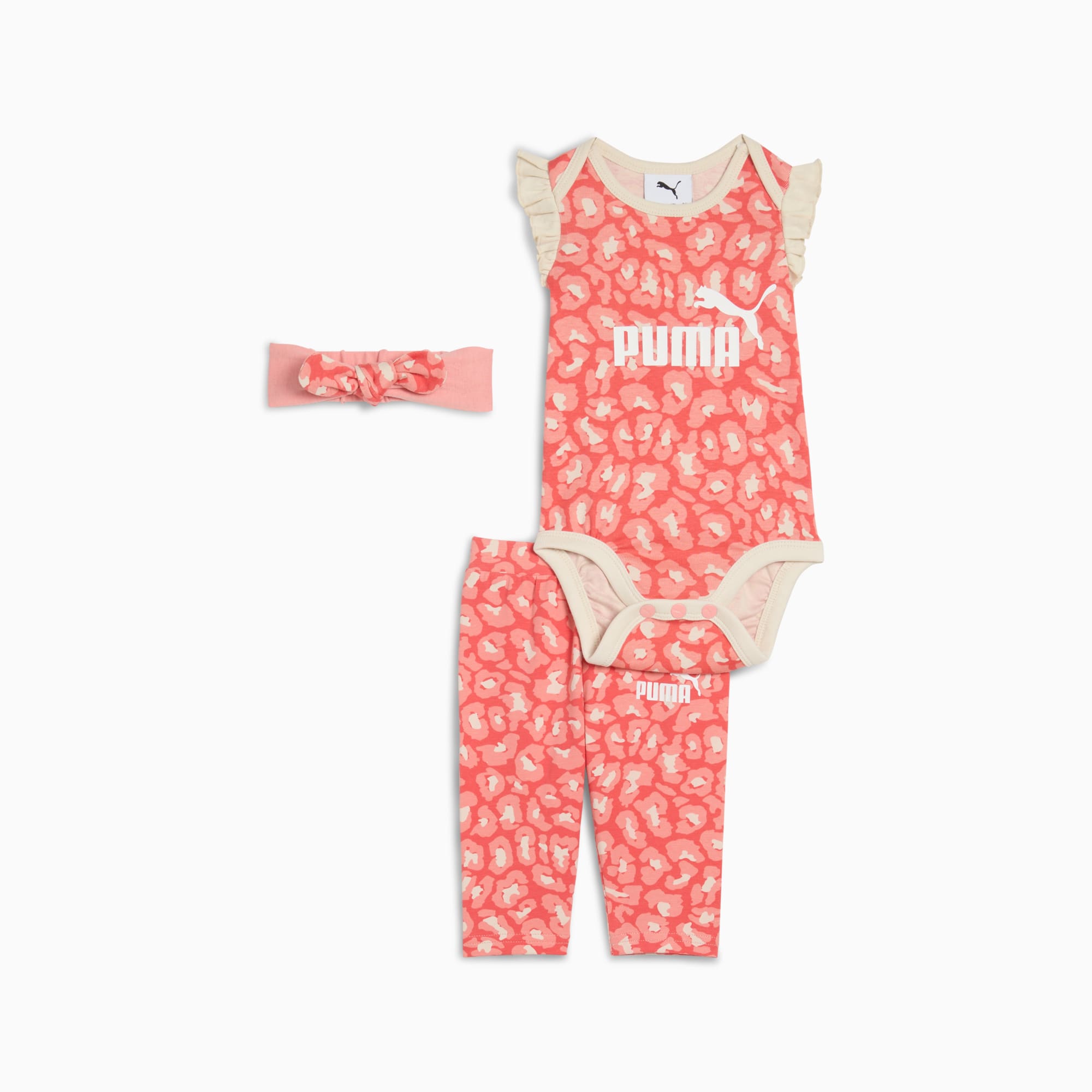 Completo da tre pezzi con fantasia animalier Minicats Essentials per bimbi ai primi passi, Peach Frost, large