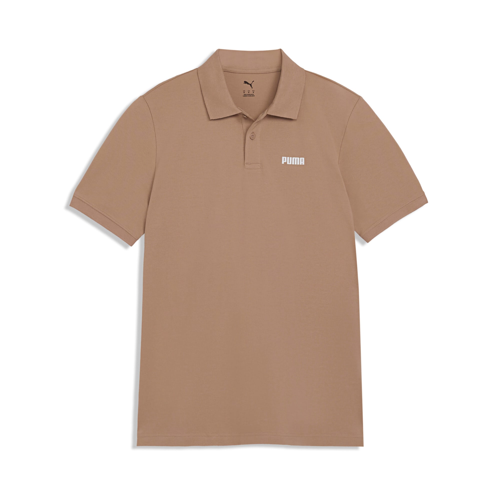 Polo PUMA beige pour homme, manches courtes et logo sur la poitrine.
