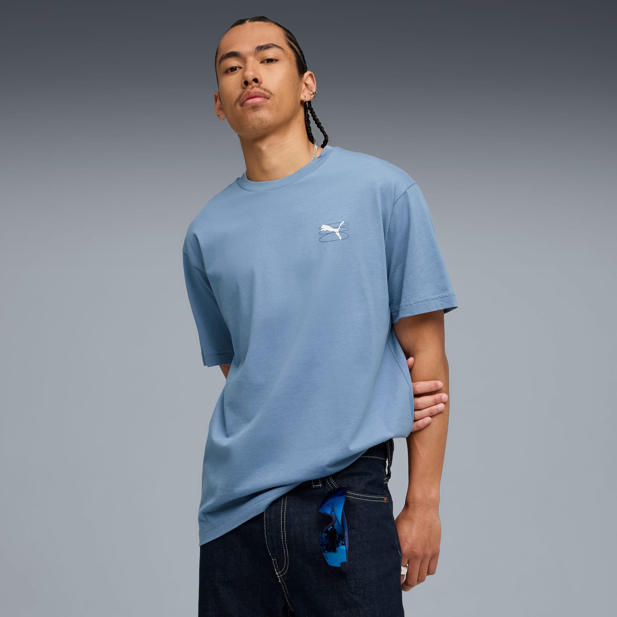 Graphic Grid Tee Men, Cool Blue, large
