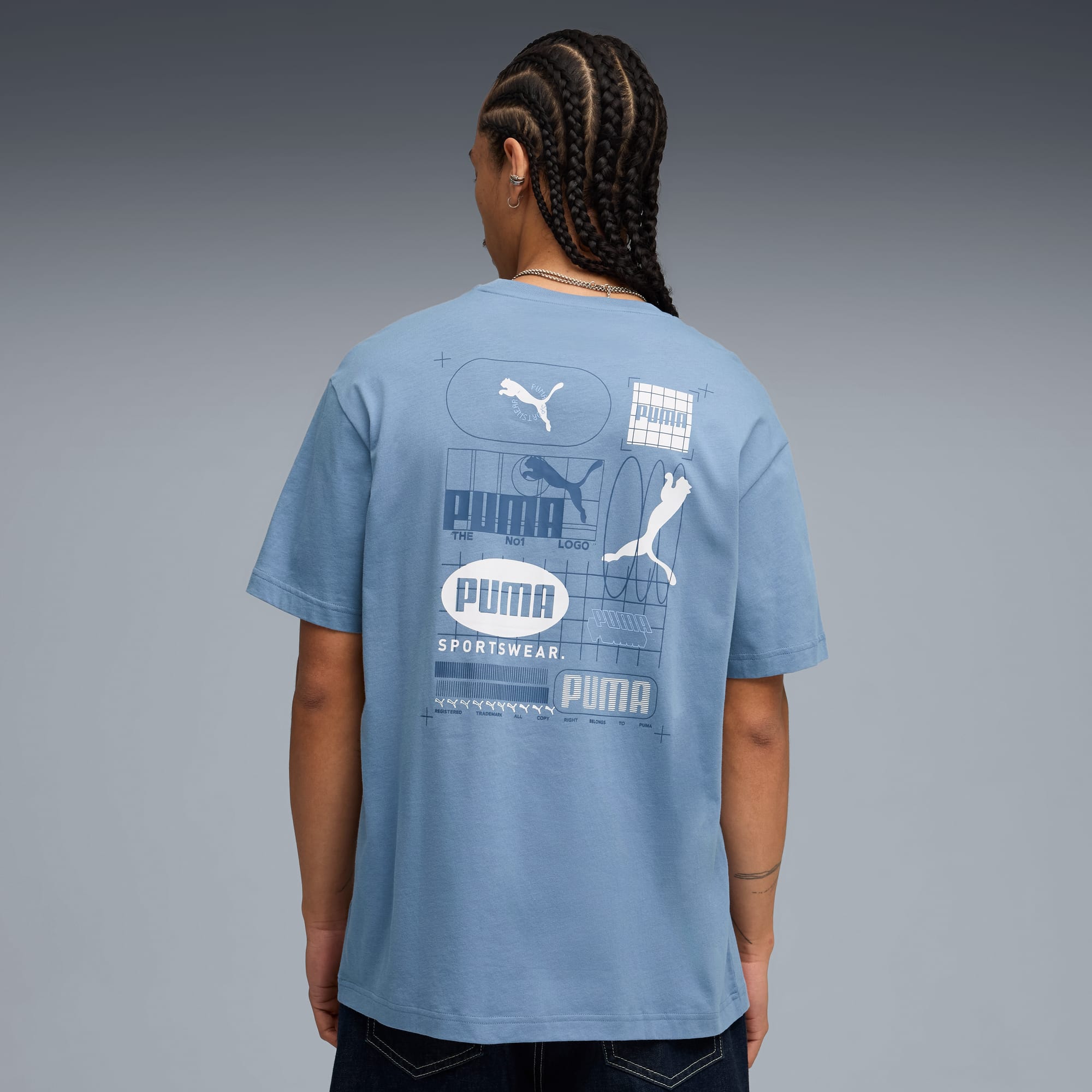 Graphic Grid Tee Men, Cool Blue, large