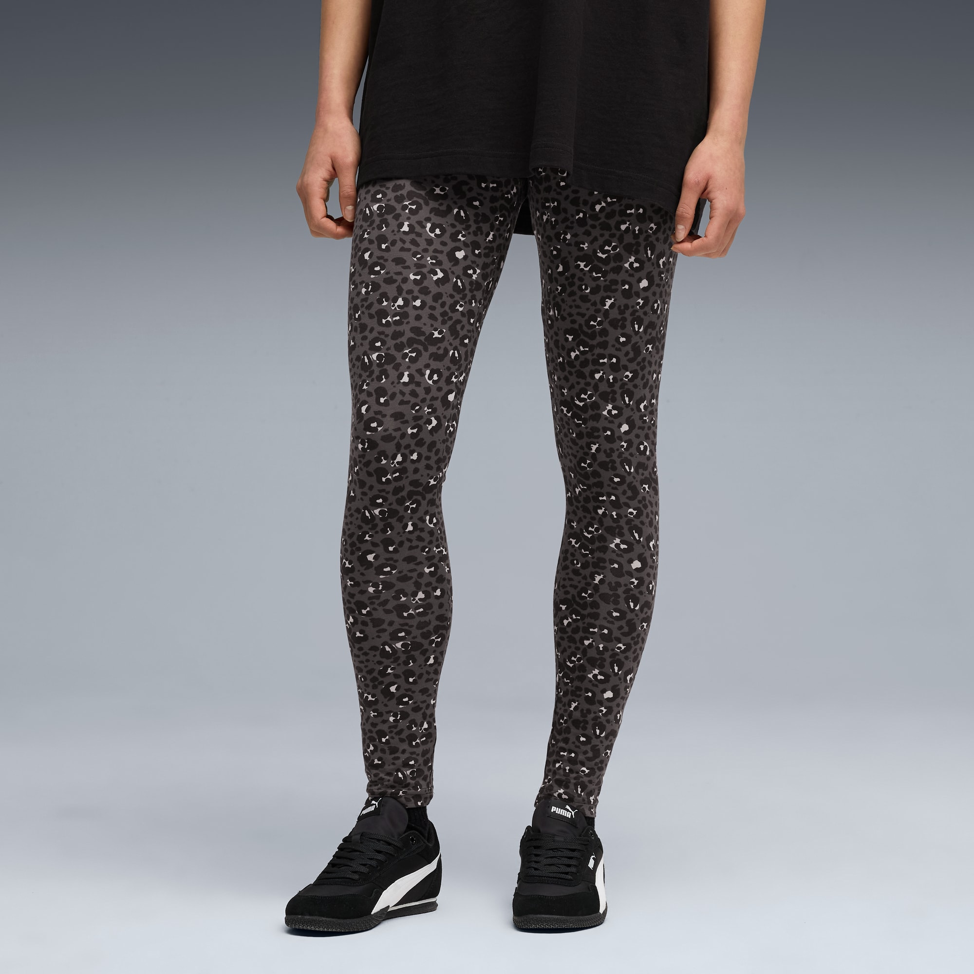 Essentials Animal Print legging voor dames, PUMA Black, large