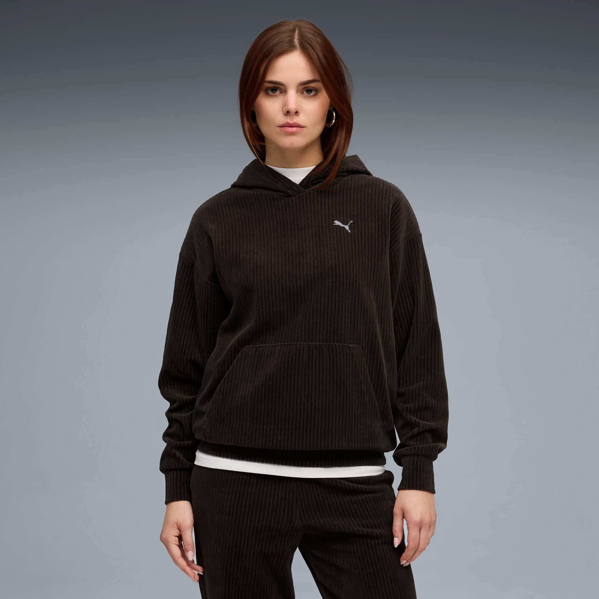Essentials Elevated Comfort Hoodie Damen, PUMA Black, large