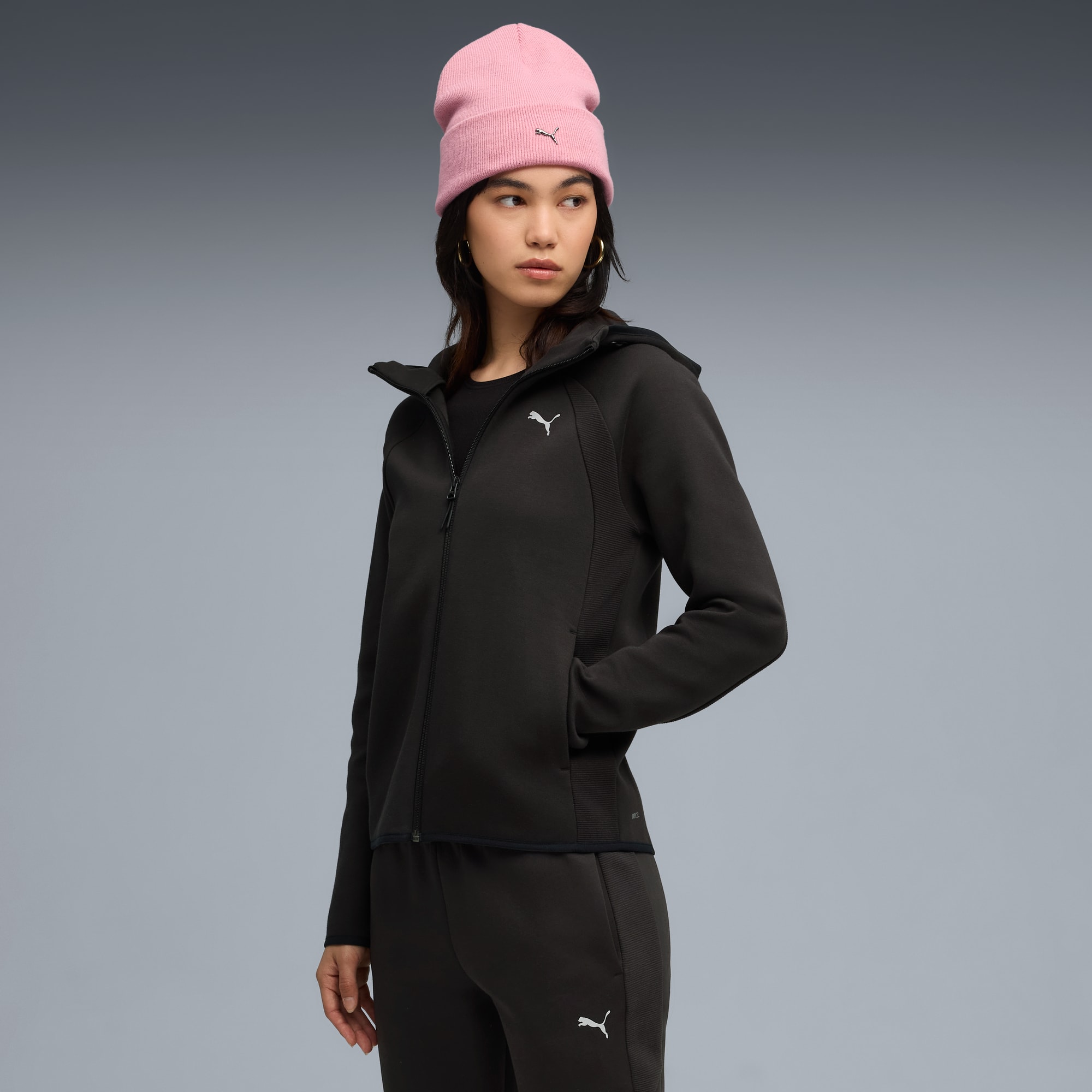 Evostripe hoodie met rits voor dames, PUMA Black, large