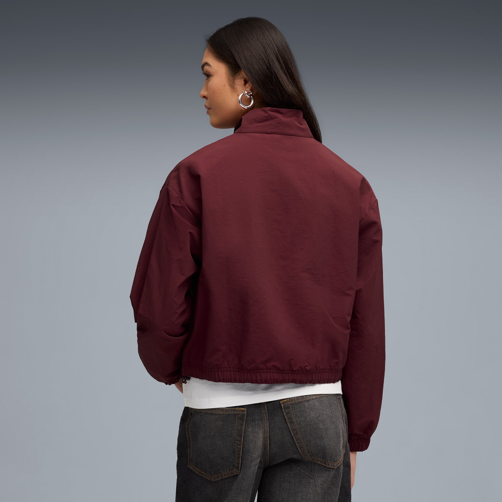 HER Relaxed Half-Zip Crew Women, Ruby Shimmer, large