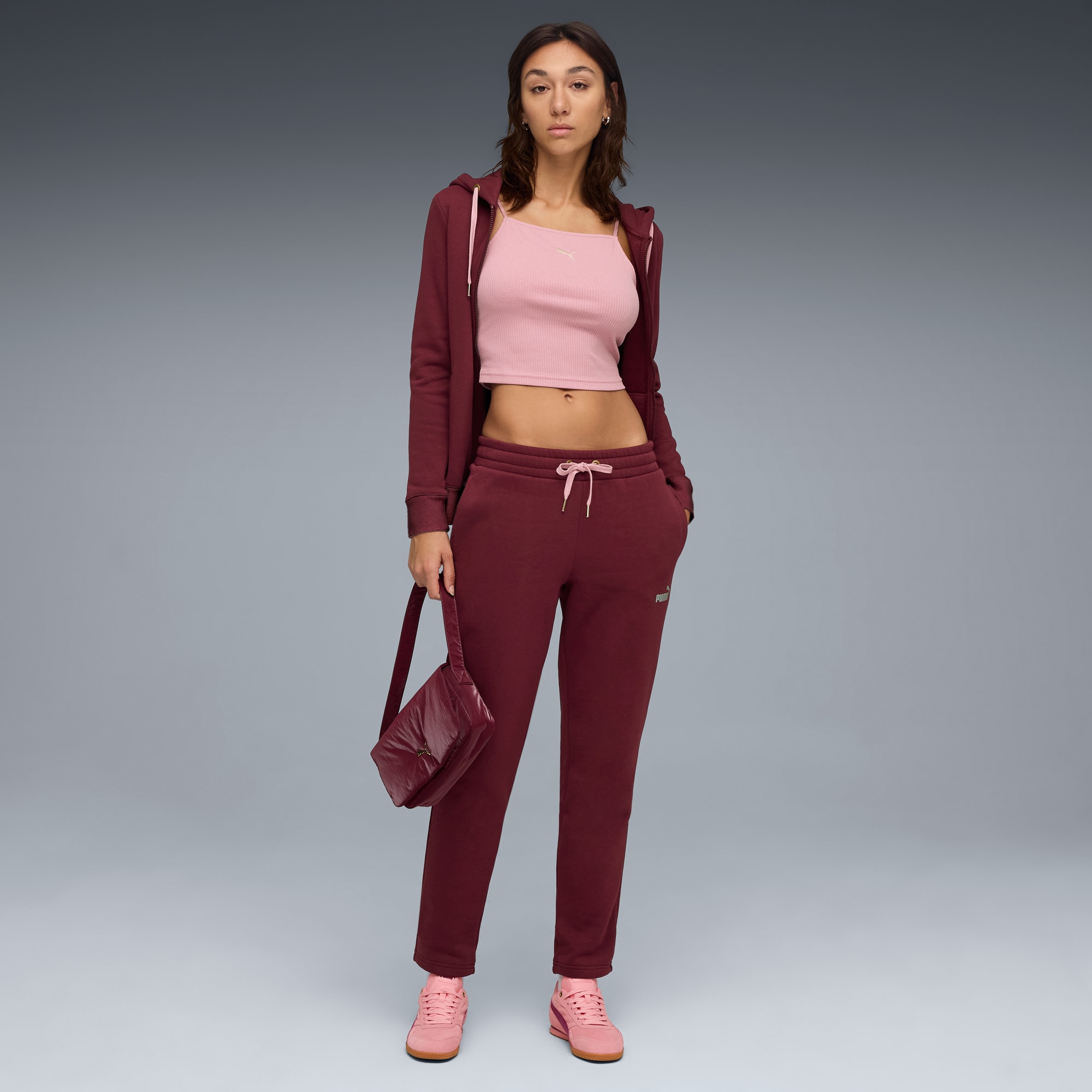 Tuta con cappuccio metallizzata da donna, Ruby Shimmer, large