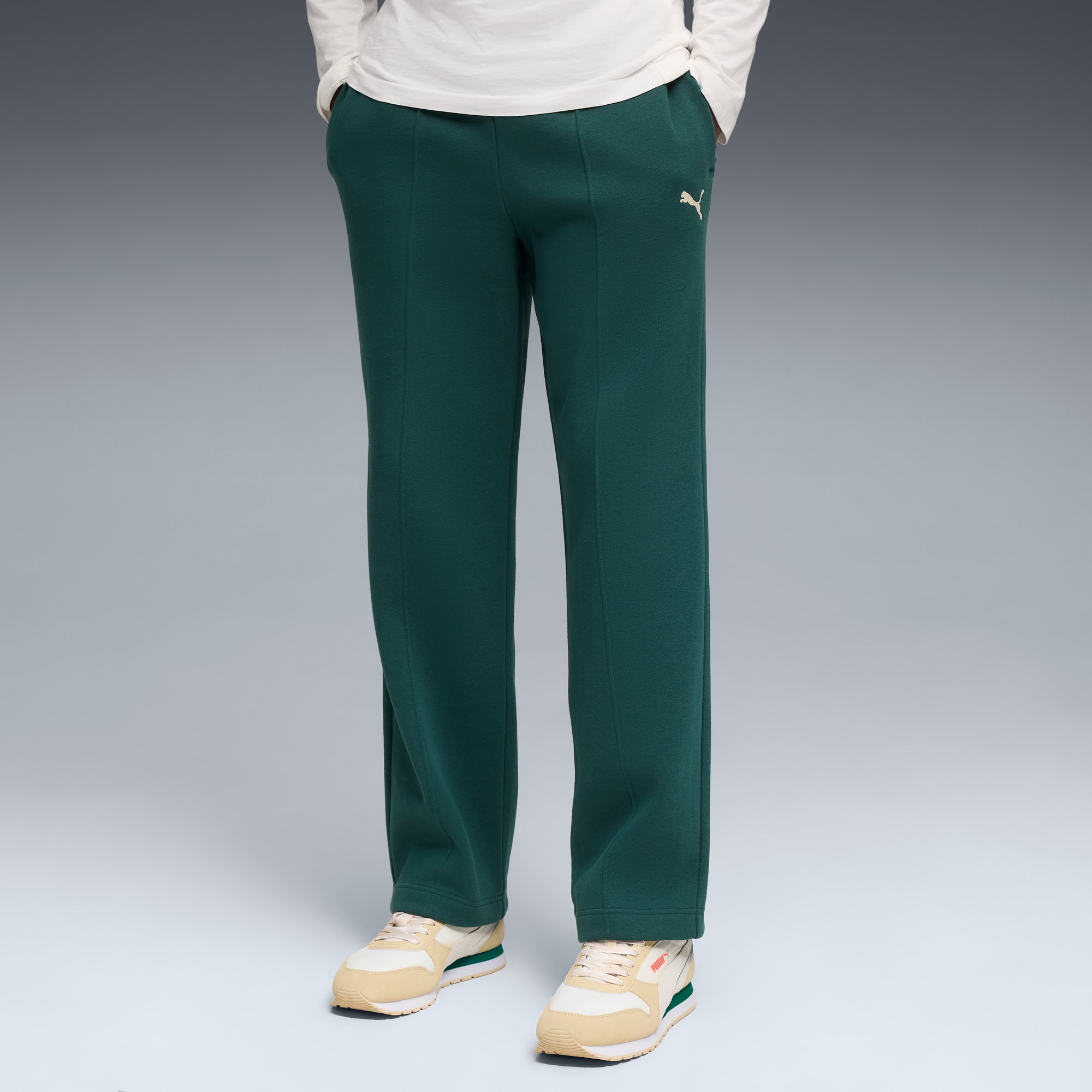 Pantalon de survêtement décontracté à nervures PUMA Class Homme, Green Terrain, large