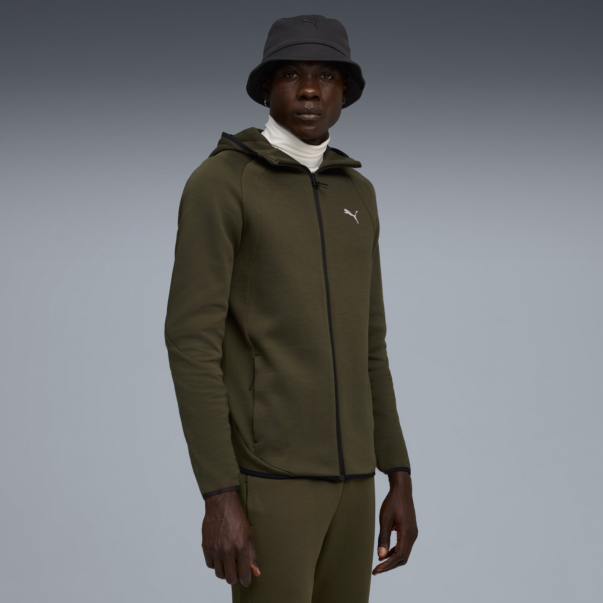 Sweat à capuche Evostripe Homme, Dark Olive, large