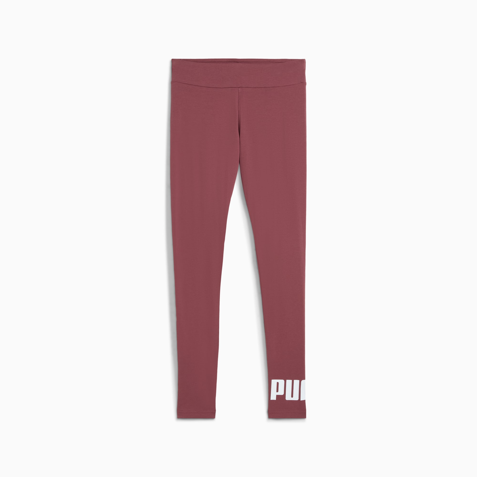Leggings PUMA rosa da ragazza, con logo sulla parte inferiore della gamba.