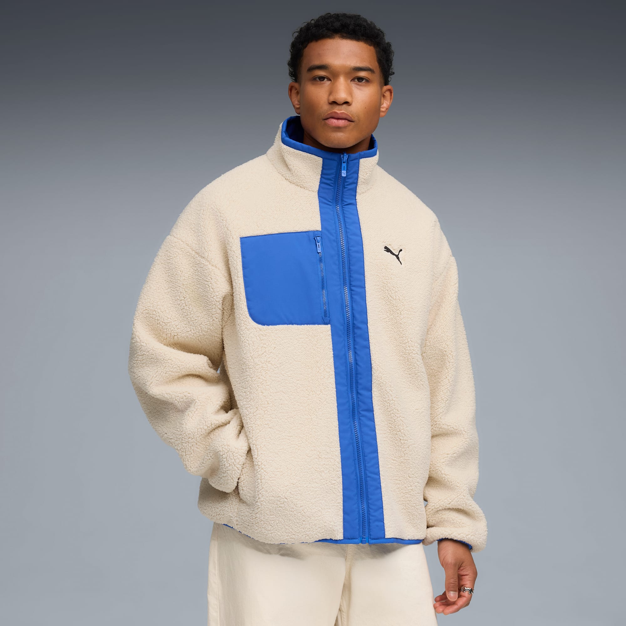 Giacca reversibile in sherpa da uomo, Alpine Snow, large