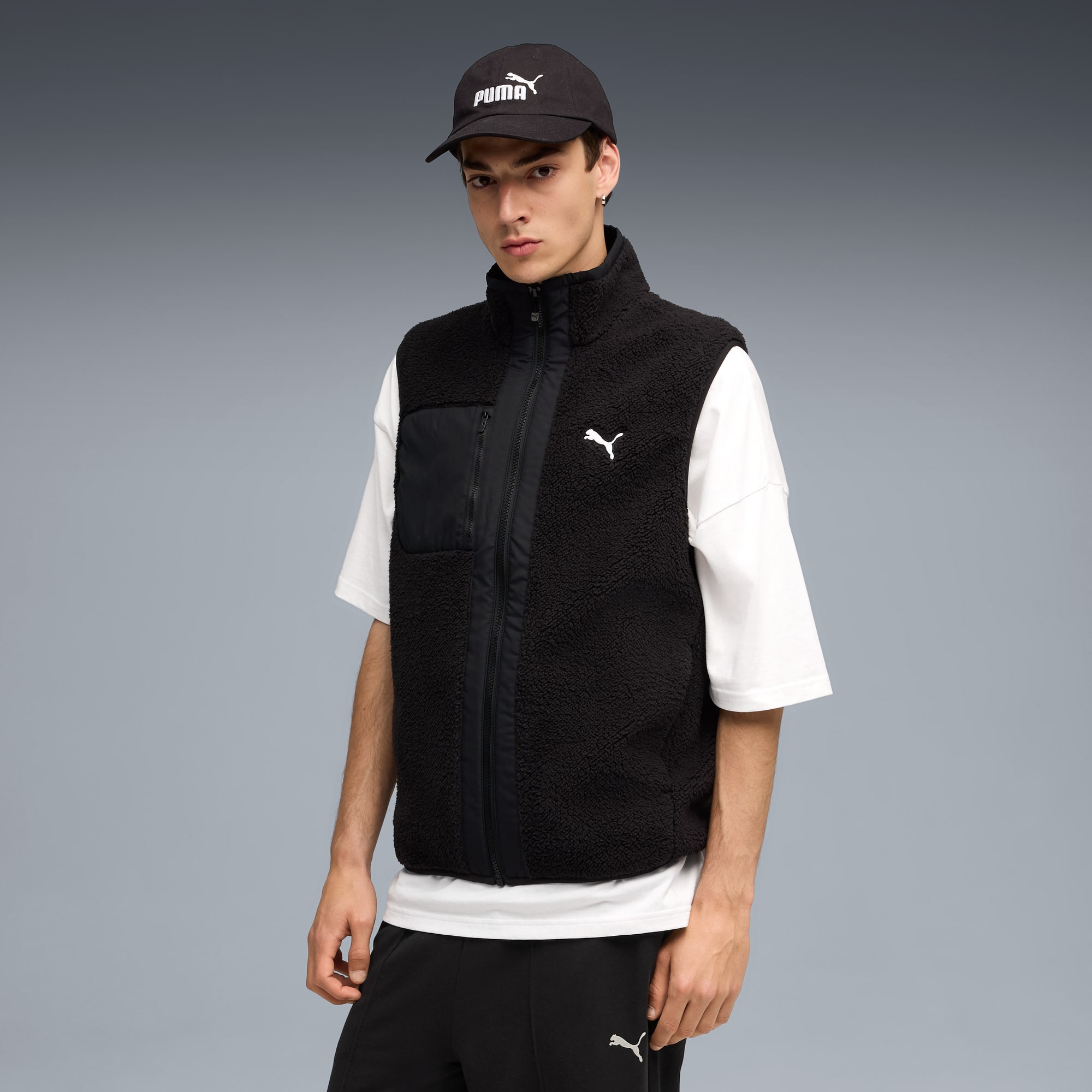 Gilet hybride réversible en sherpa Homme, PUMA Black, large