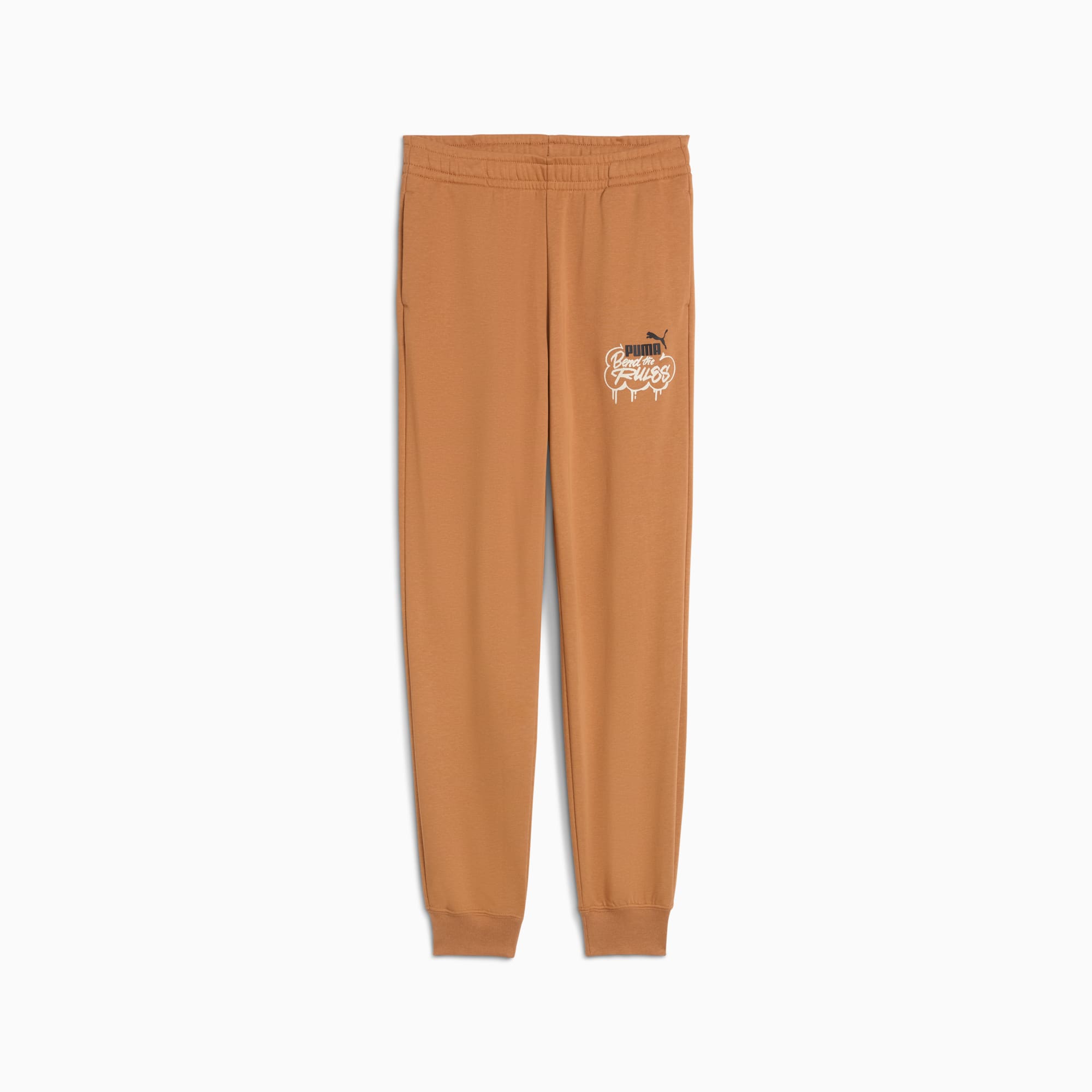 Pantaloni da jogging PUMA color tan da adulto con logo stile graffiti sulla gamba.