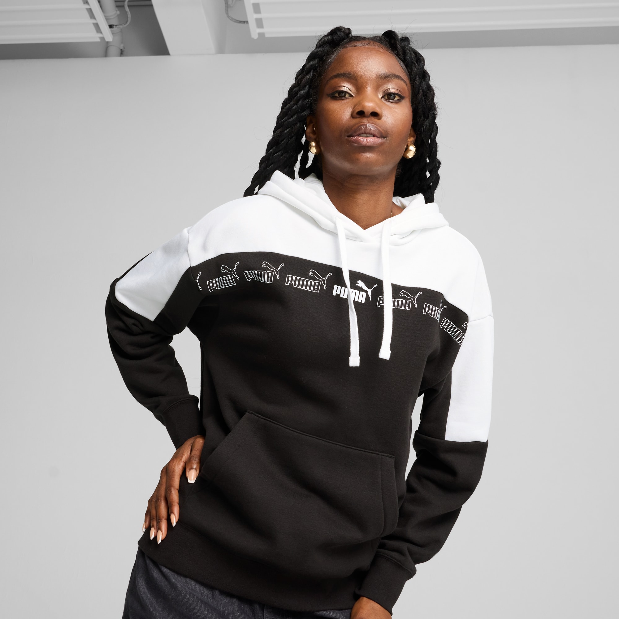 Around The Block Hoodie Women, PUMA Black, large