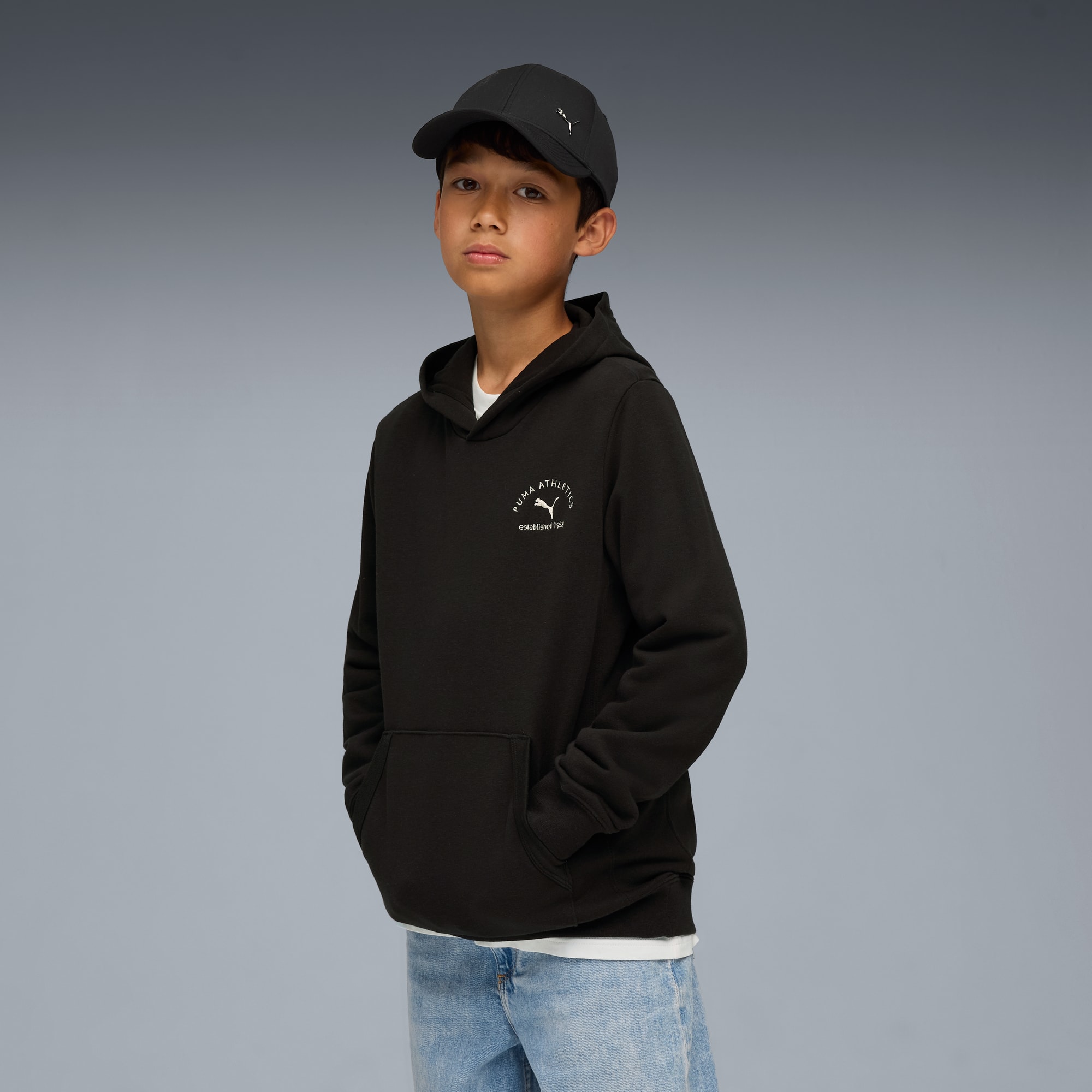 PUMA Class Graphic Hoodie Youth, PUMA Black, large